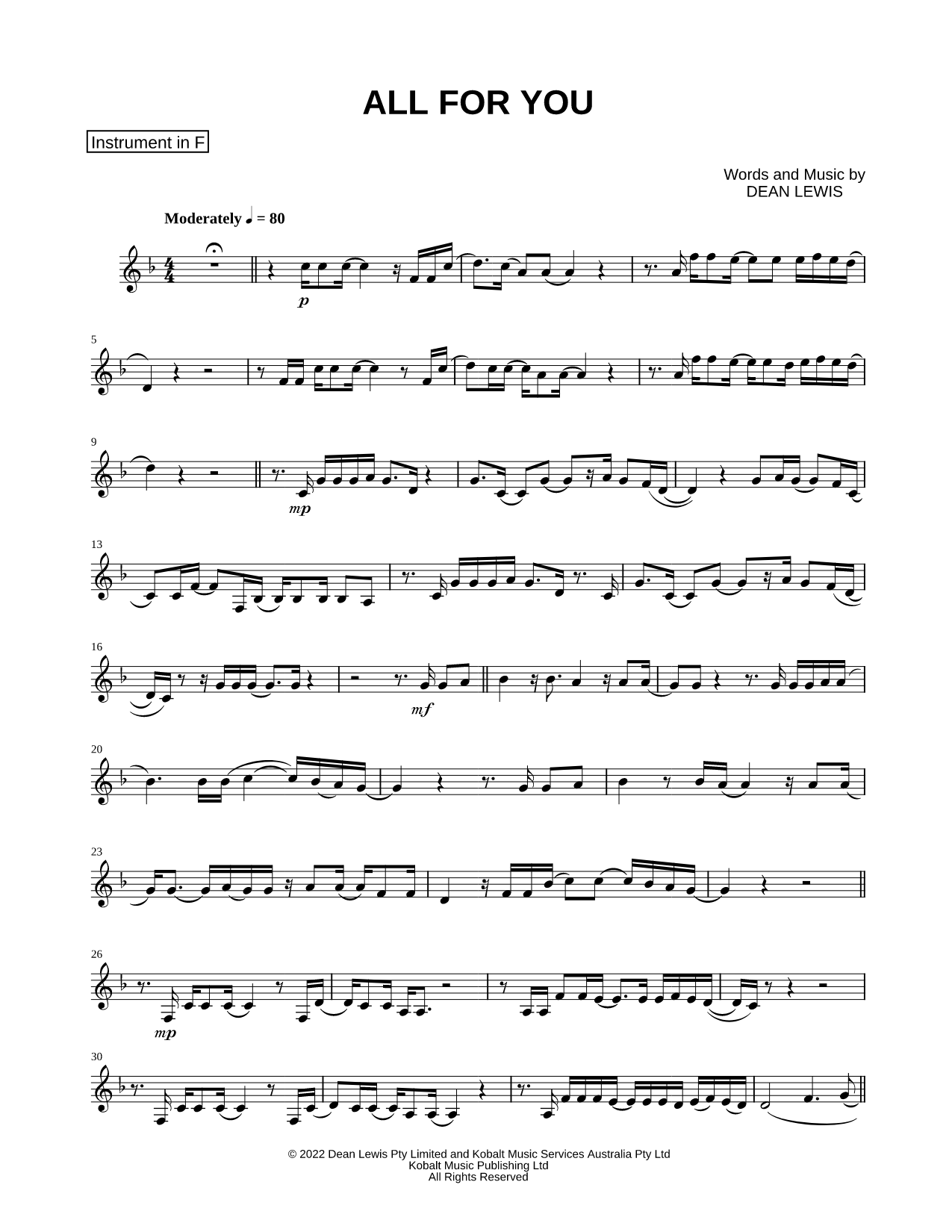 All for You - F Instrument