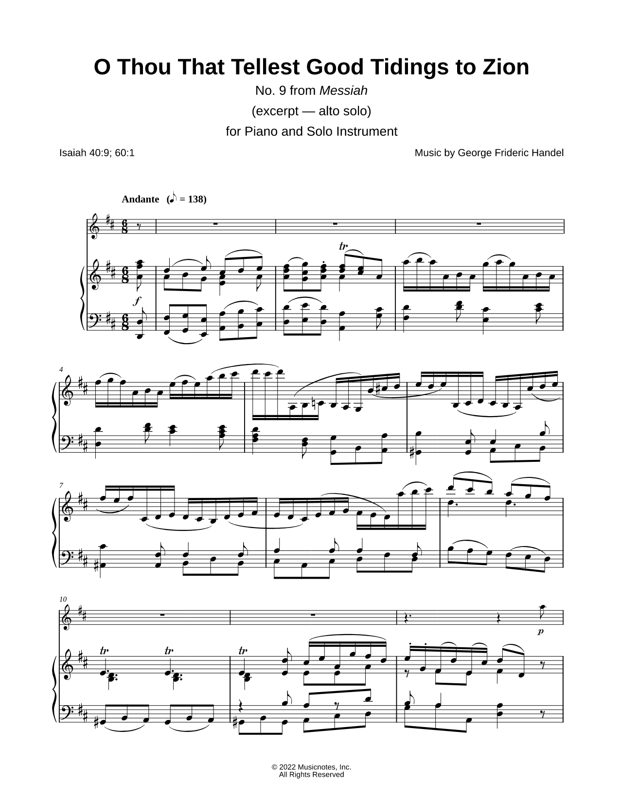 O Thou That Tellest Good Tidings to Zion - Piano Accompaniment