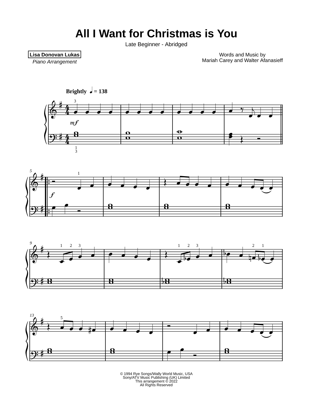 All I Want for Christmas Is You [late beginner - abridged]