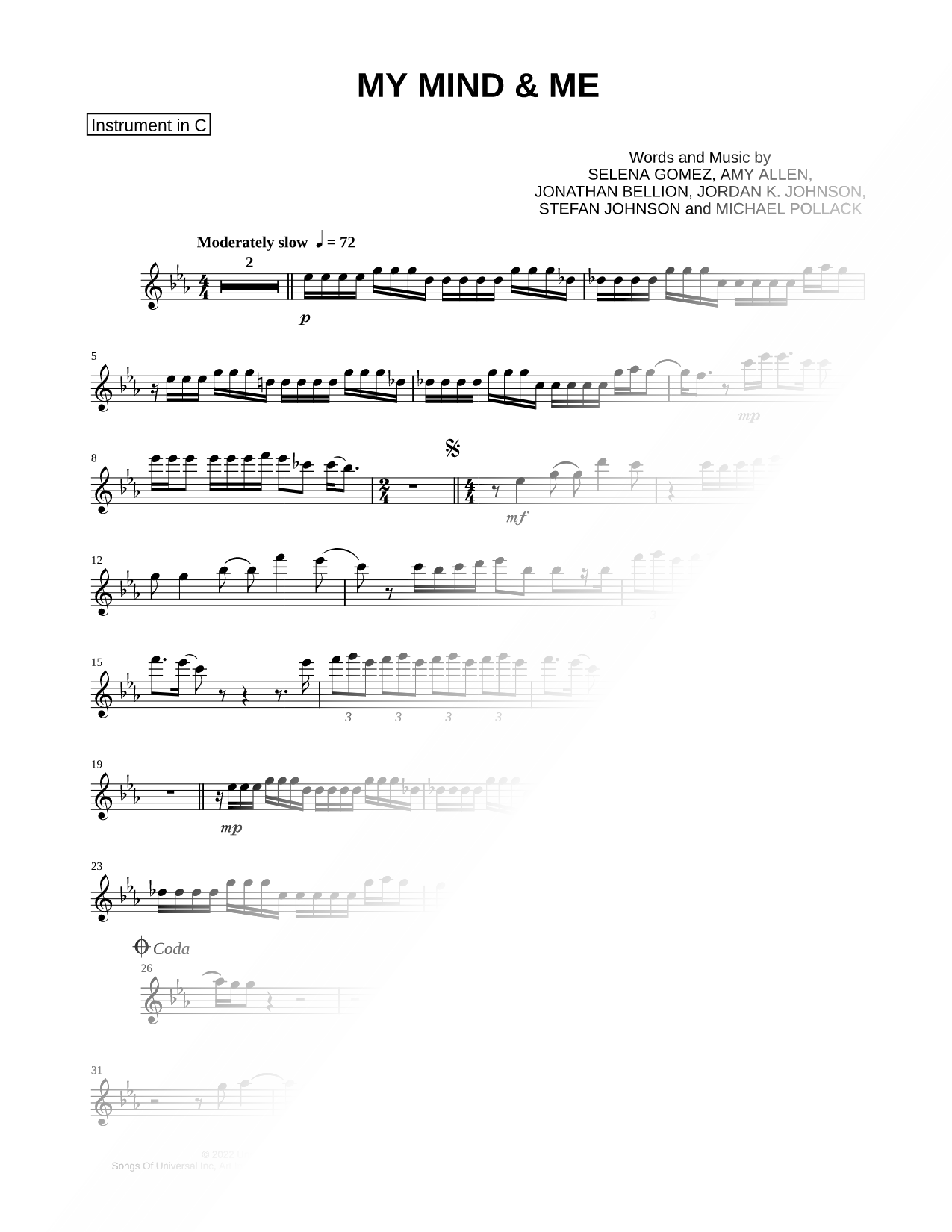 My Mind & Me - C Instrument