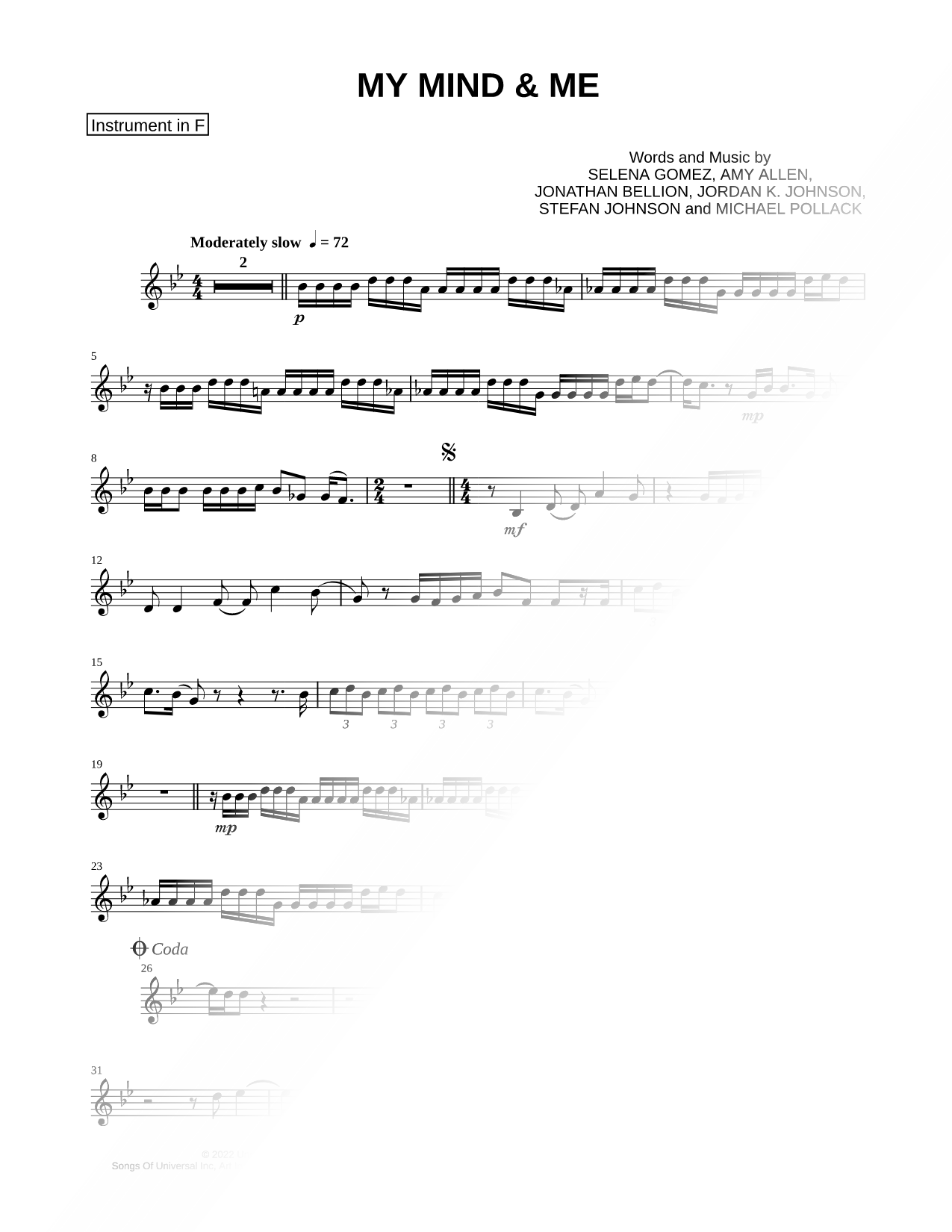My Mind & Me - F Instrument