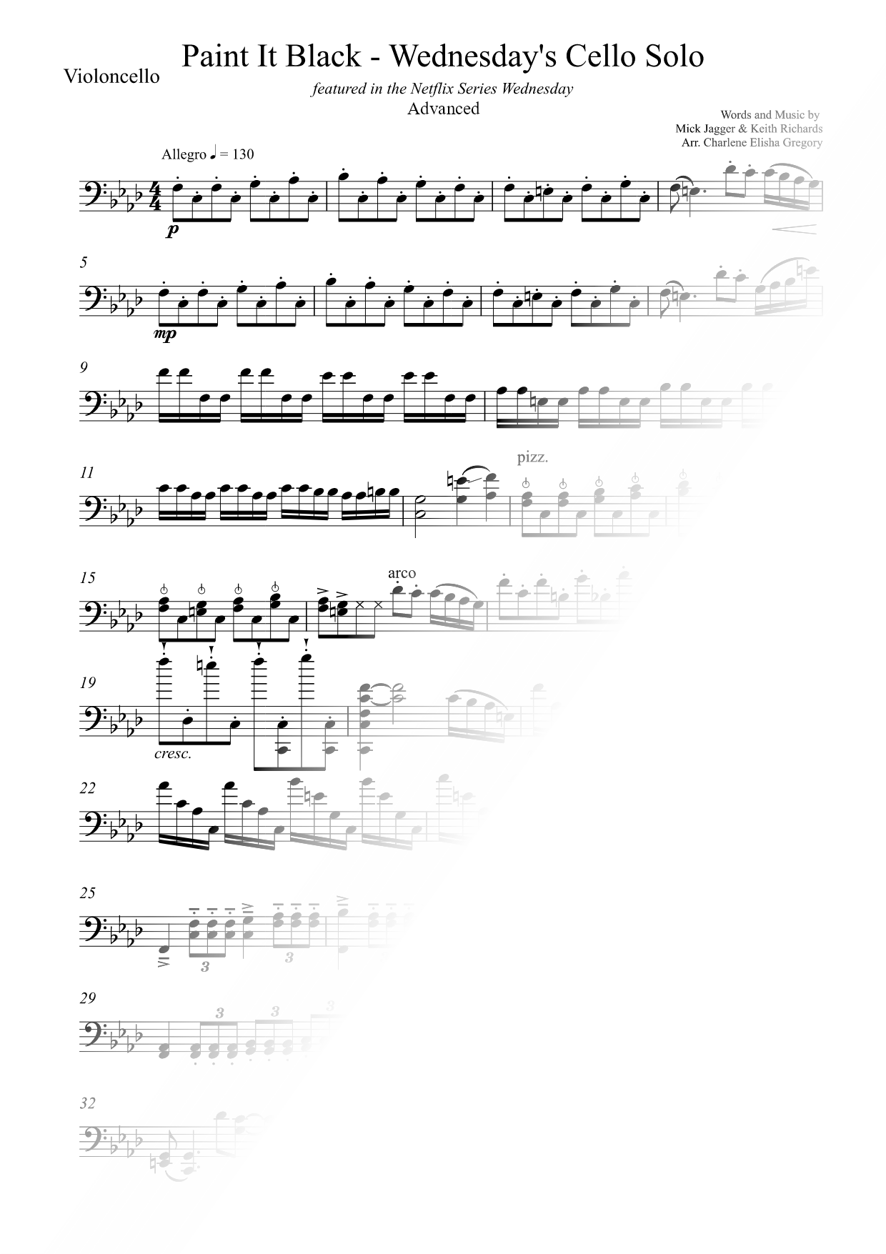 Wednesday Plays the Cello (Paint It, Black) [advanced]