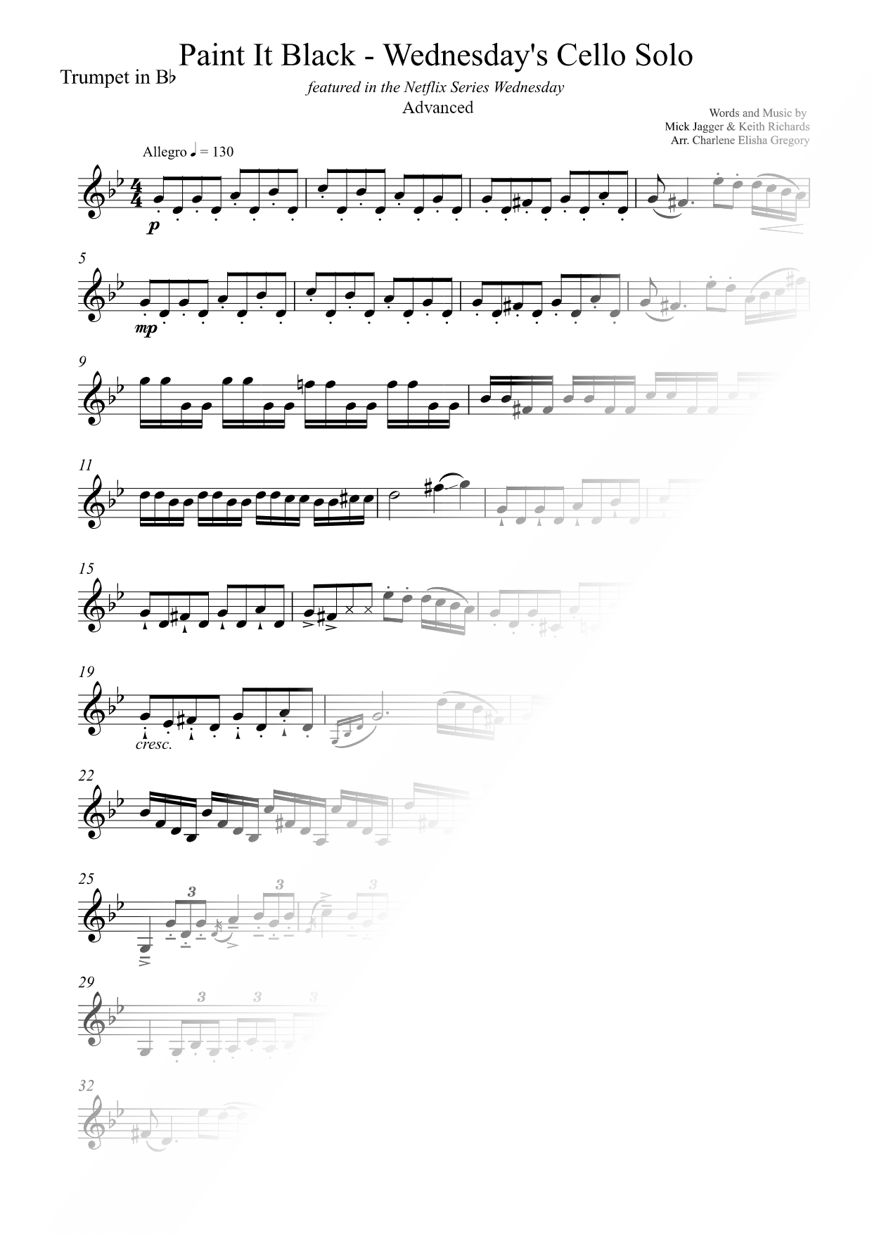 Wednesday Plays the Cello (Paint It, Black) [advanced]