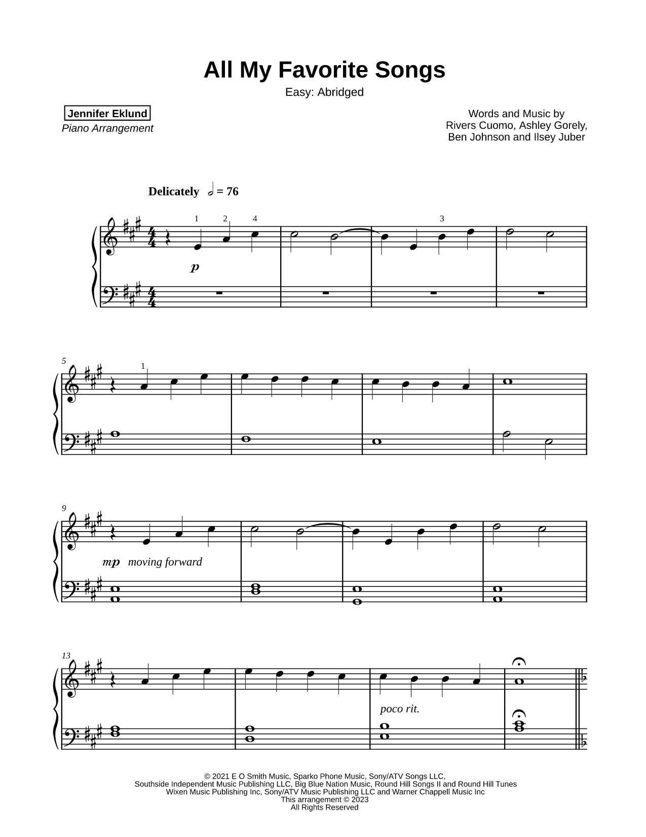 All My Favorite Songs [easy - abridged]