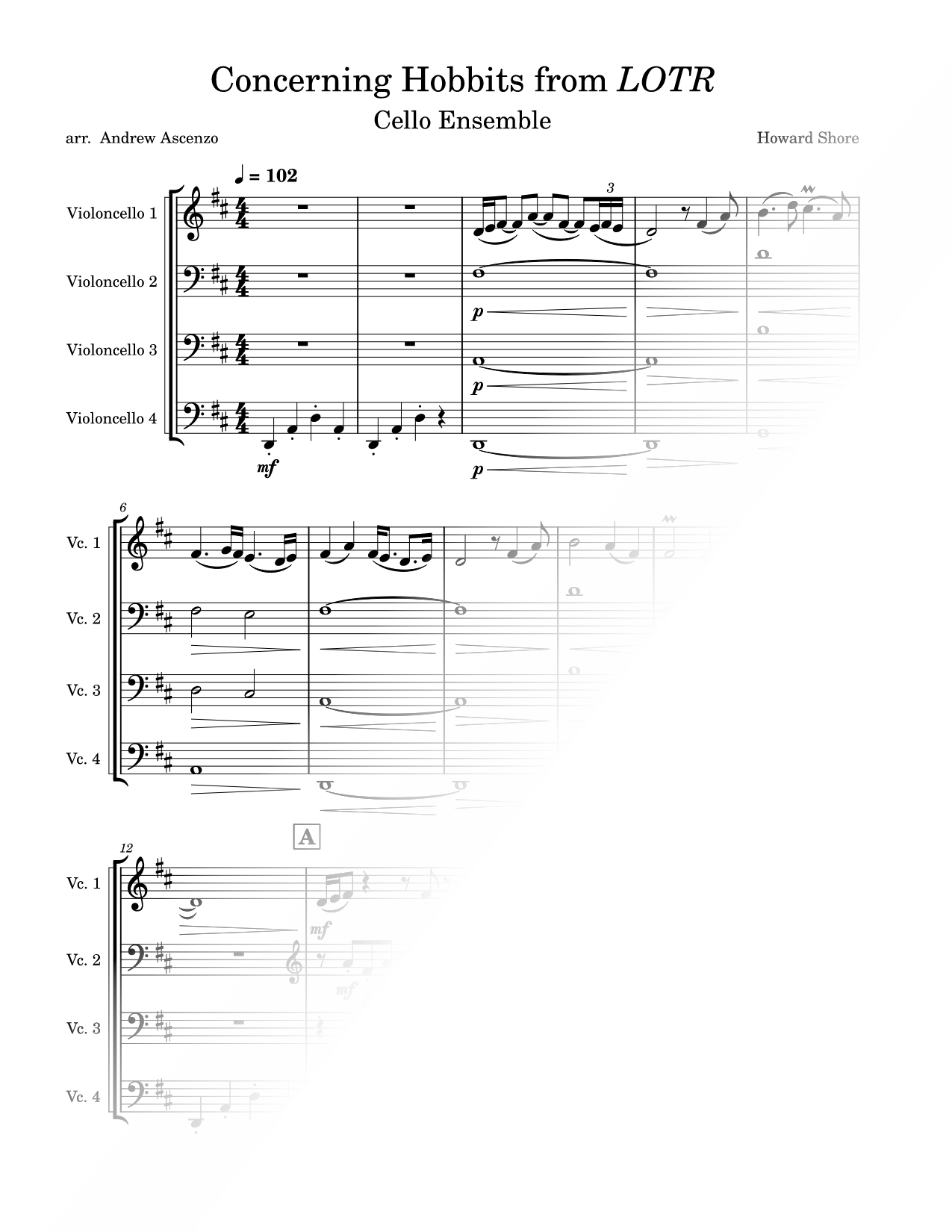 Concerning Hobbits - Cello Ensemble