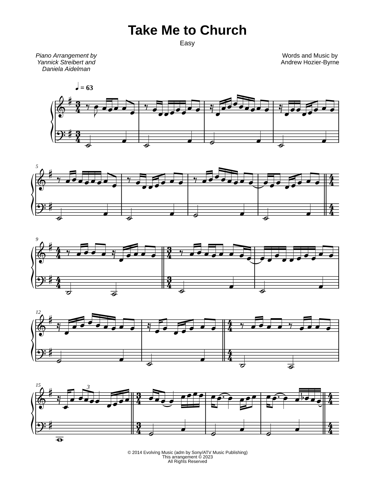 Take Me to Church [easy]