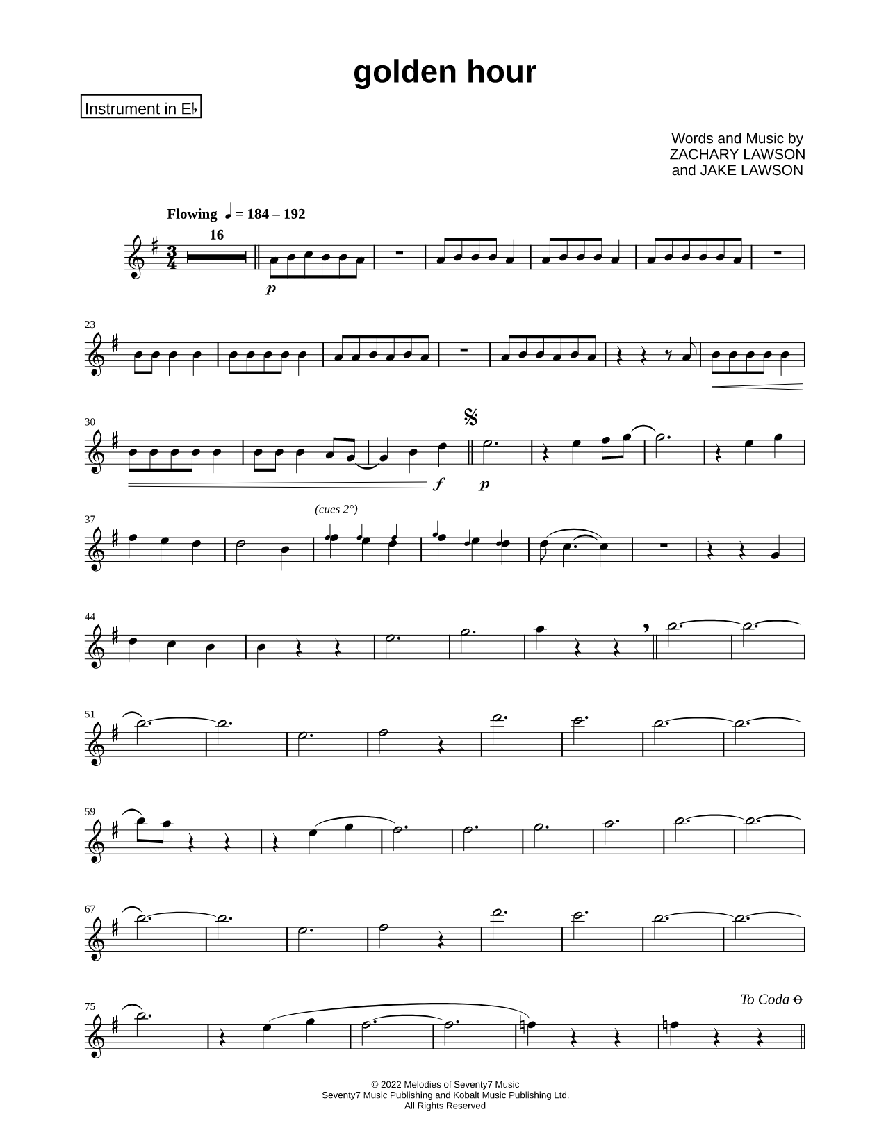 golden hour - Eb Instrument