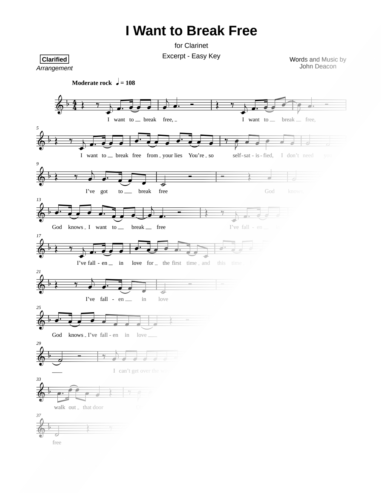 I Want to Break Free [excerpt - easy]