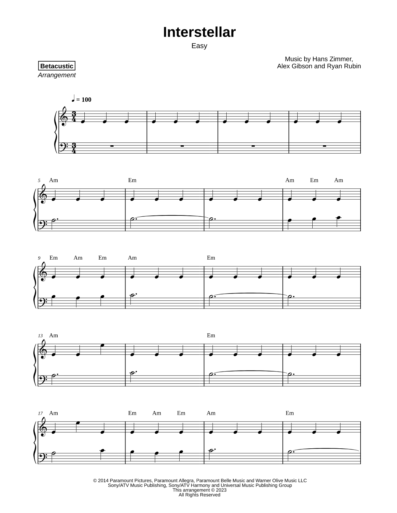 Interstellar (Main Theme) [easy]