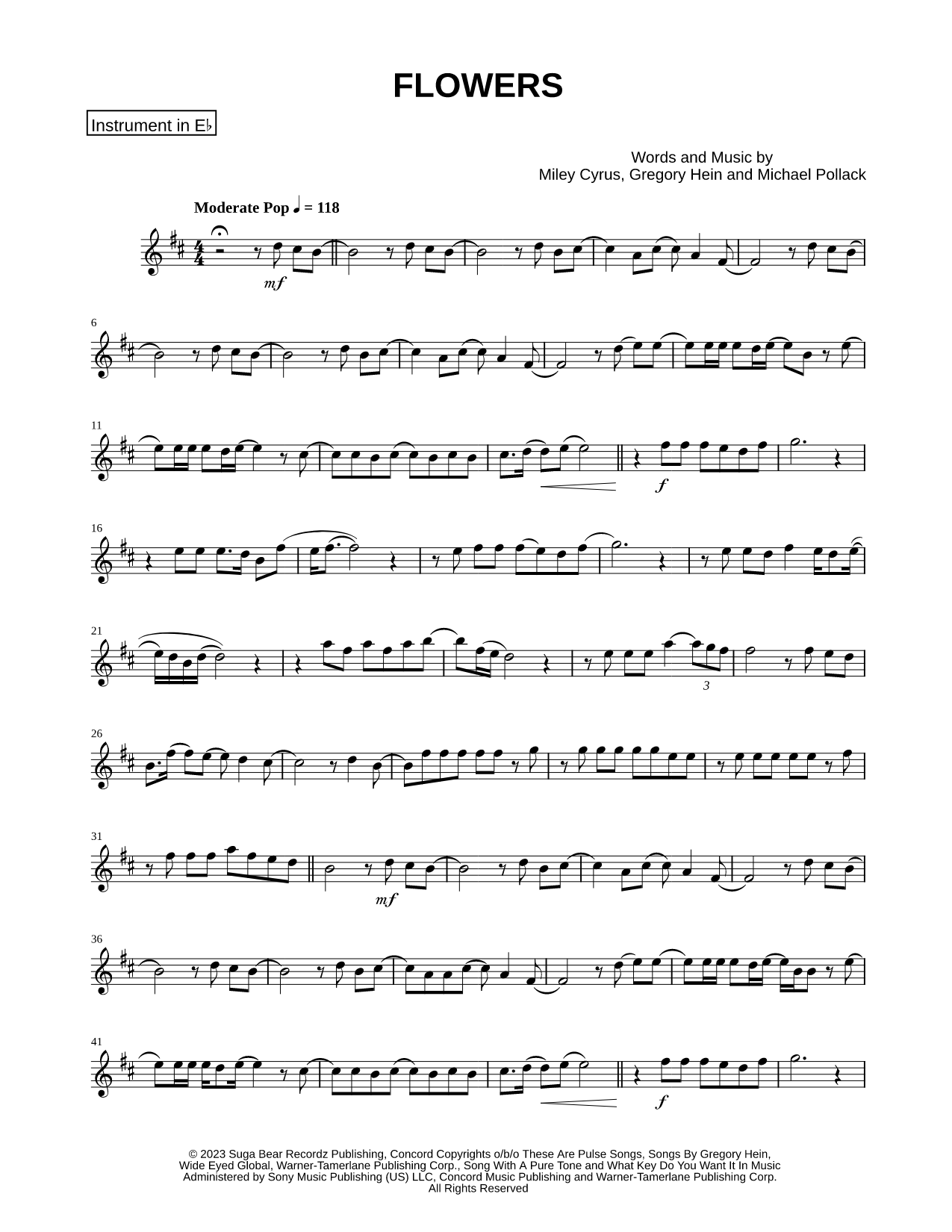 Flowers - Eb Instrument