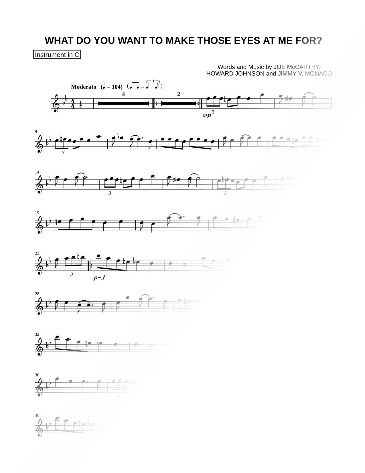 What Do You Want to Make Those Eyes at Me For? - C Instrument
