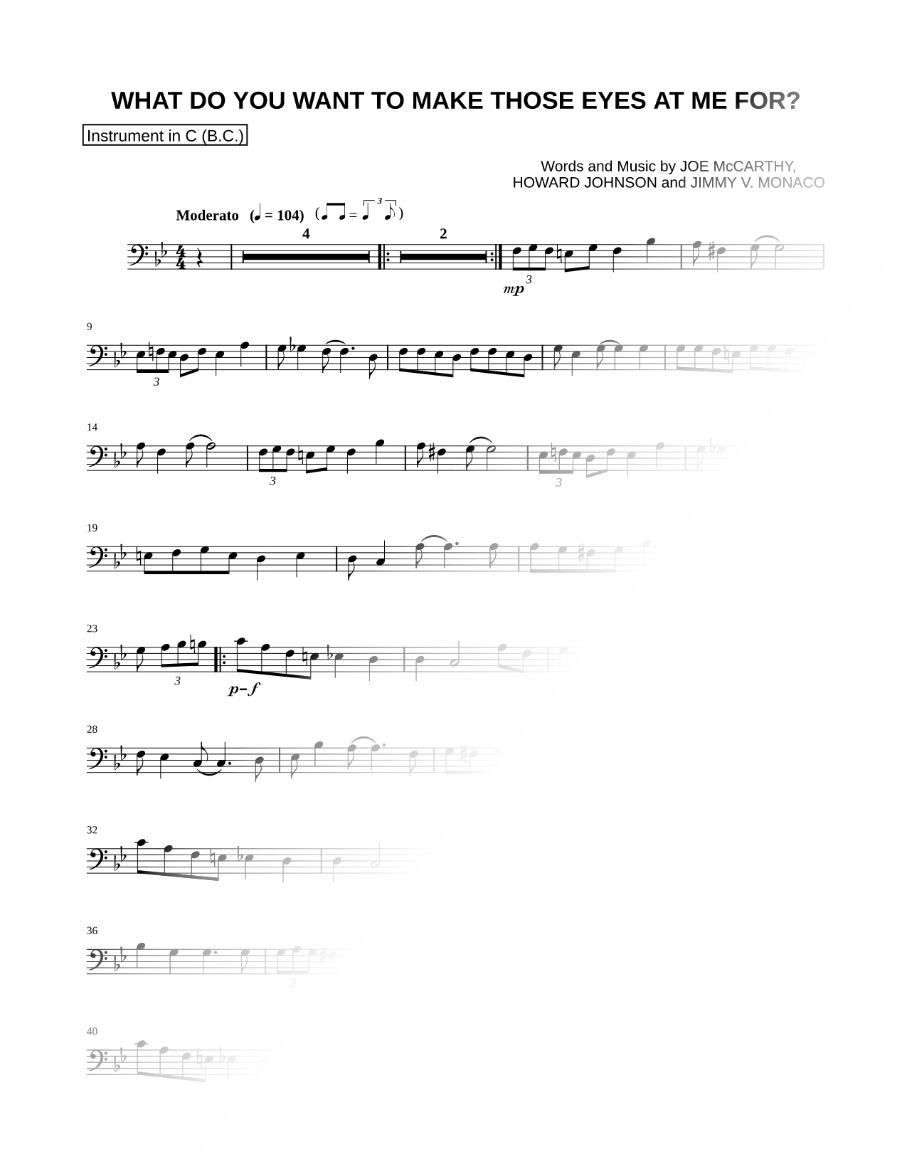 What Do You Want to Make Those Eyes at Me For? - Bass Clef Instrument