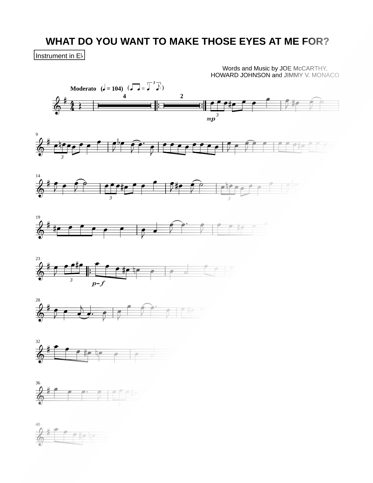 What Do You Want to Make Those Eyes at Me For? - Eb Instrument
