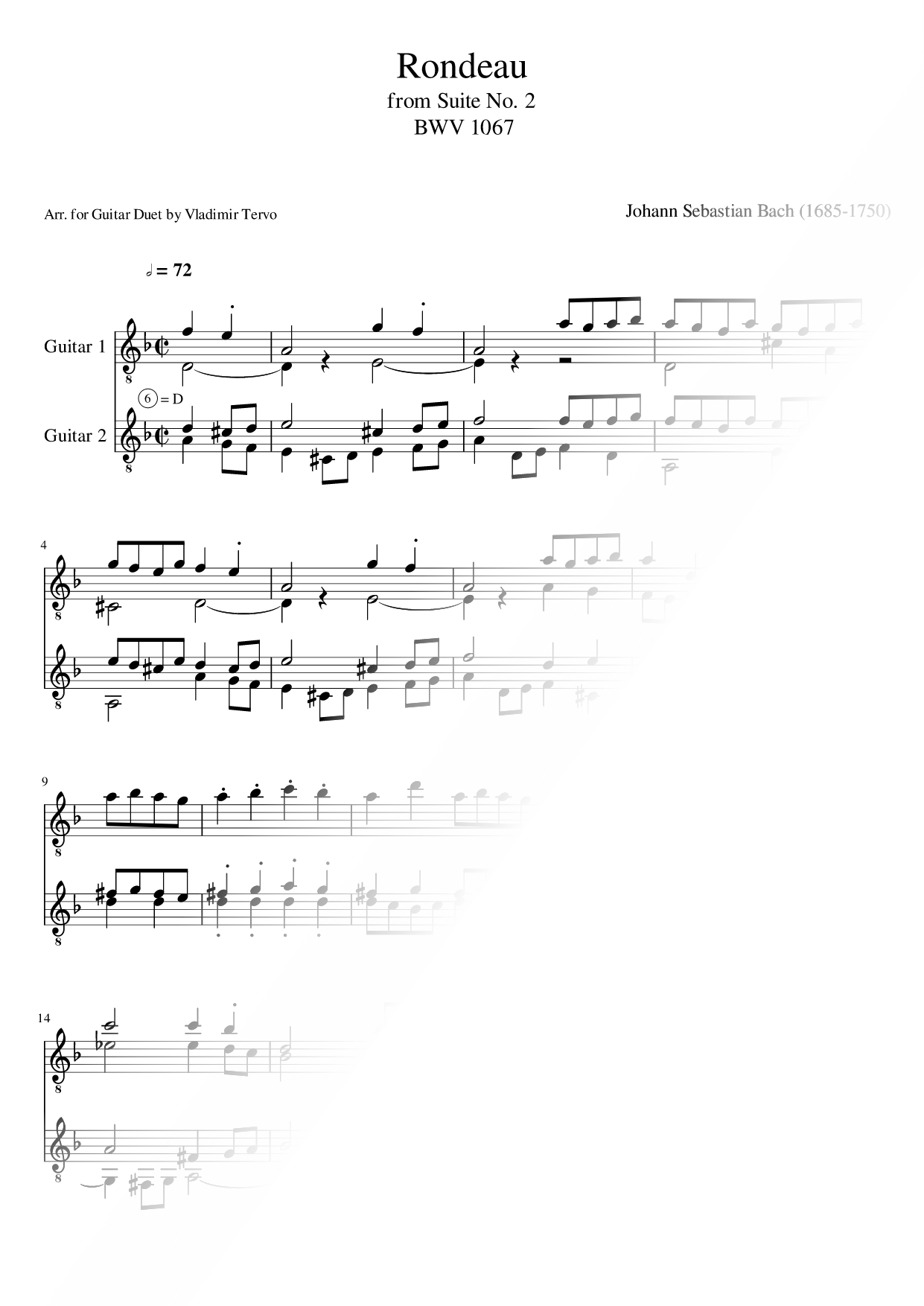 Rondeau from Suite No. 2, BWV 1067 - Guitar Duet
