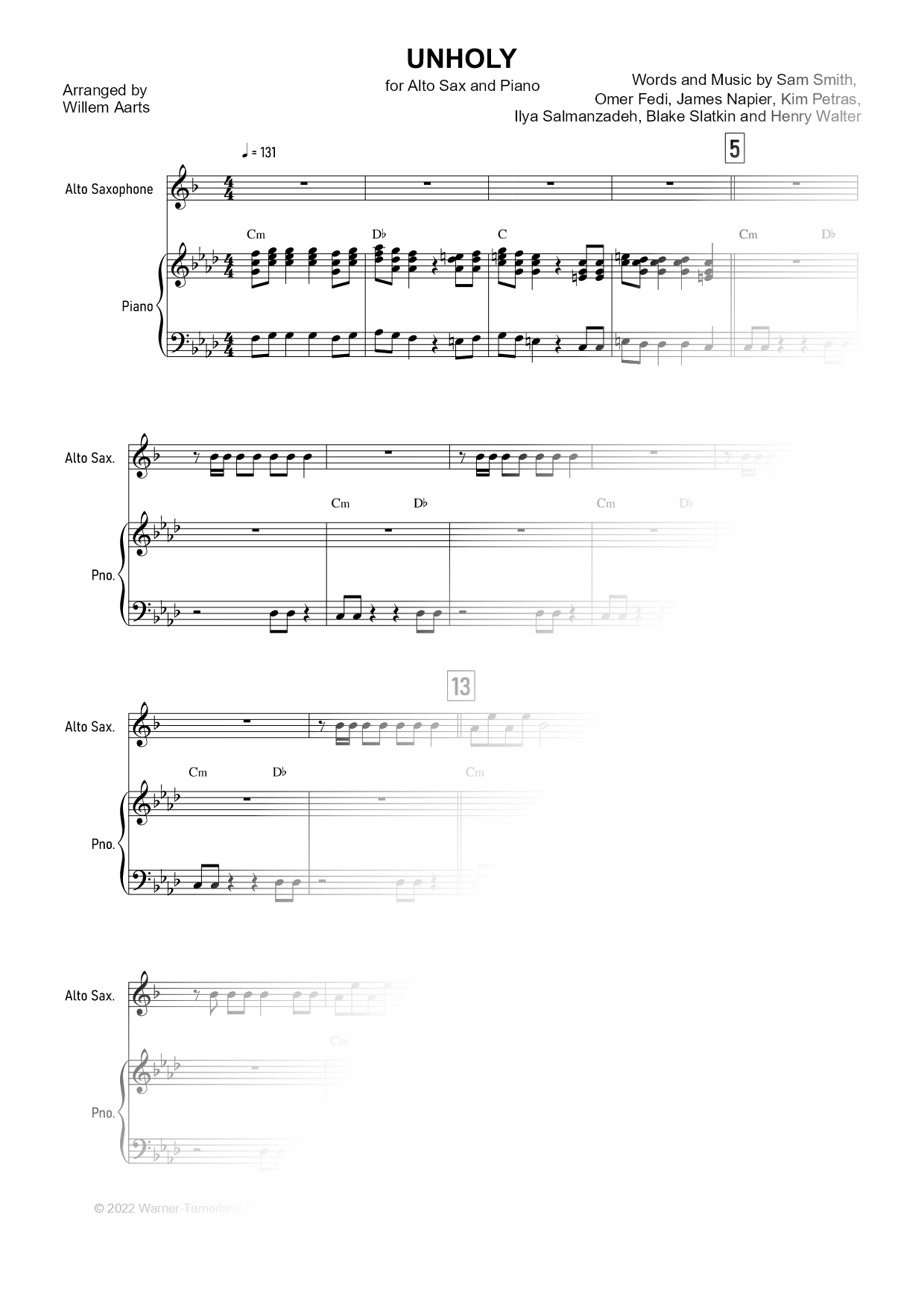 Unholy - Alto Saxophone & Piano