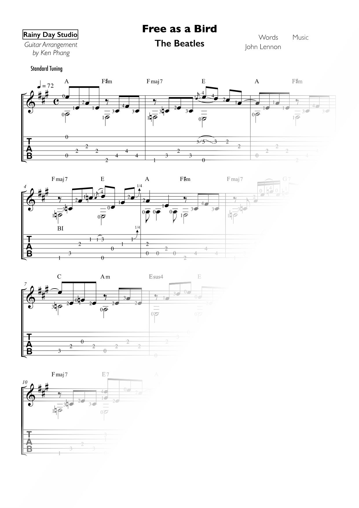 バンド・スコア・ピース Free As A Bird／ザ・ビートルズ Free As a Bird Sheet Music by The Beatles | Musicnotes.com