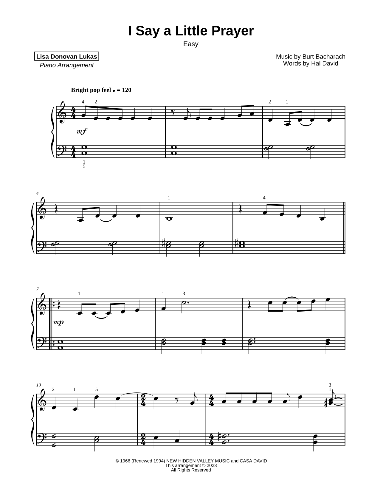 I Say a Little Prayer [easy]