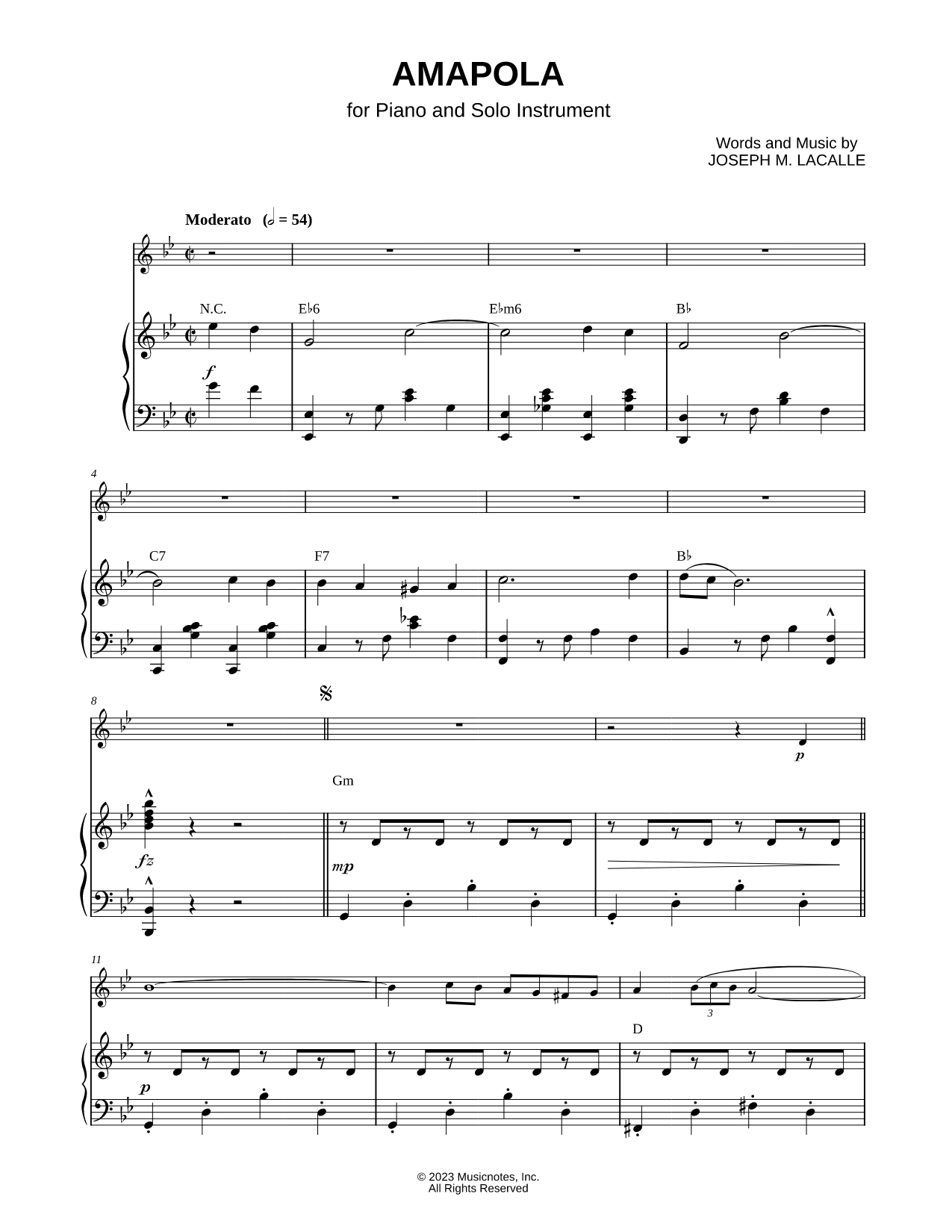 Amapola - Piano Accompaniment