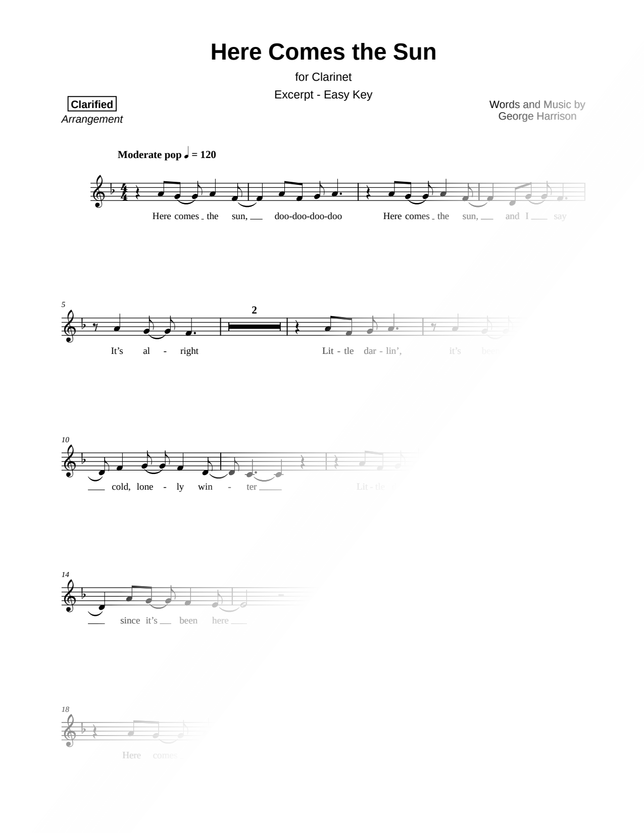 Here Comes the Sun [excerpt - easy]