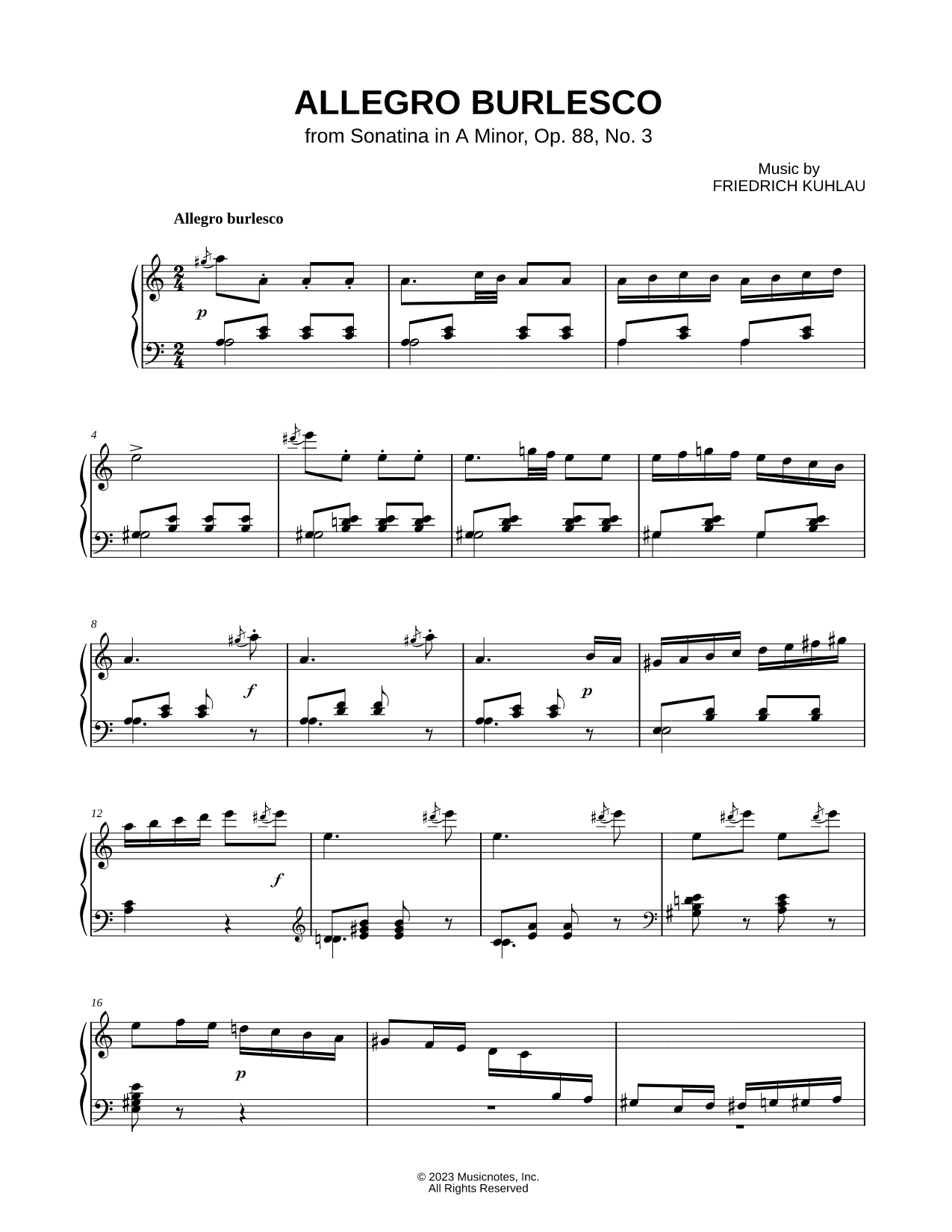 Piano Sonatina in A Minor, Op. 88, No. 3 : III. Allegro Burlesco