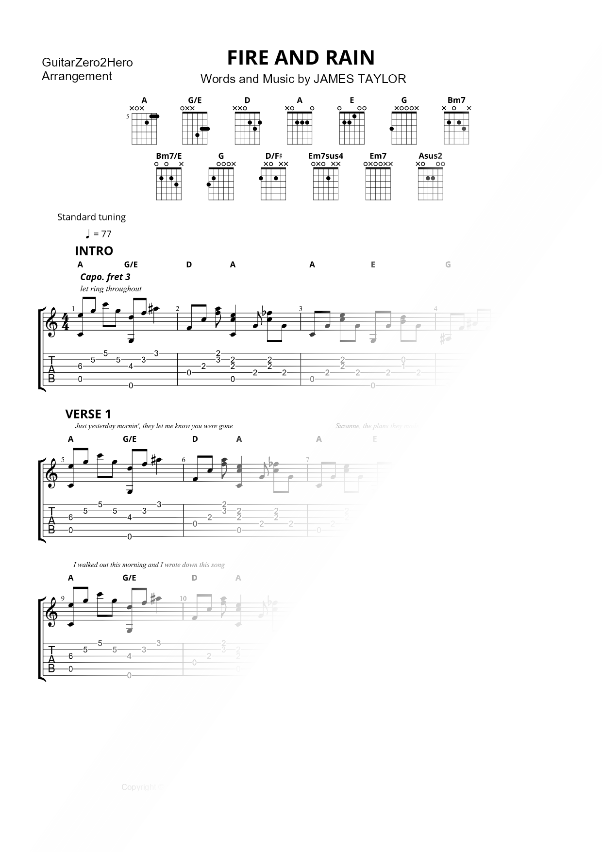 Fire and Rain [easy]