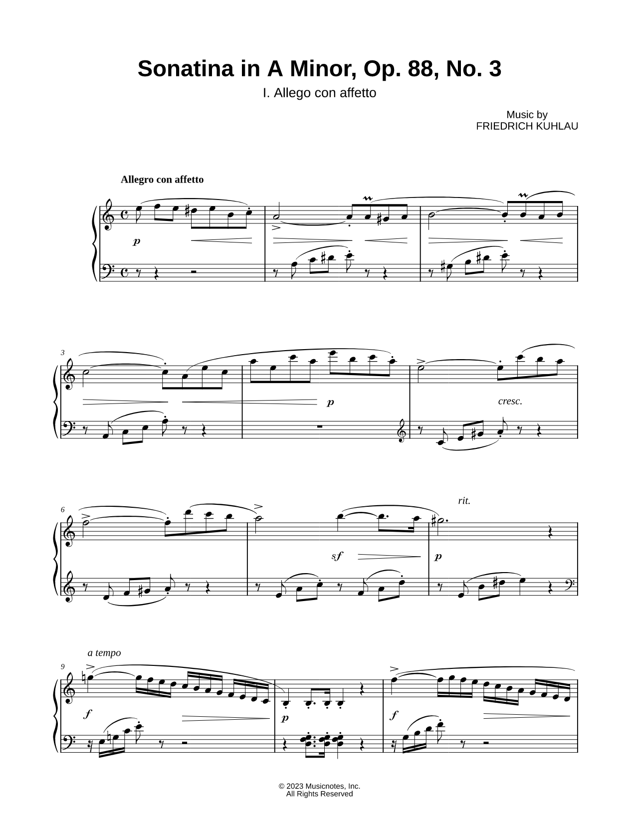Piano Sonatina in A Minor, Op. 88, No. 3: I. Allegro Con Affetto