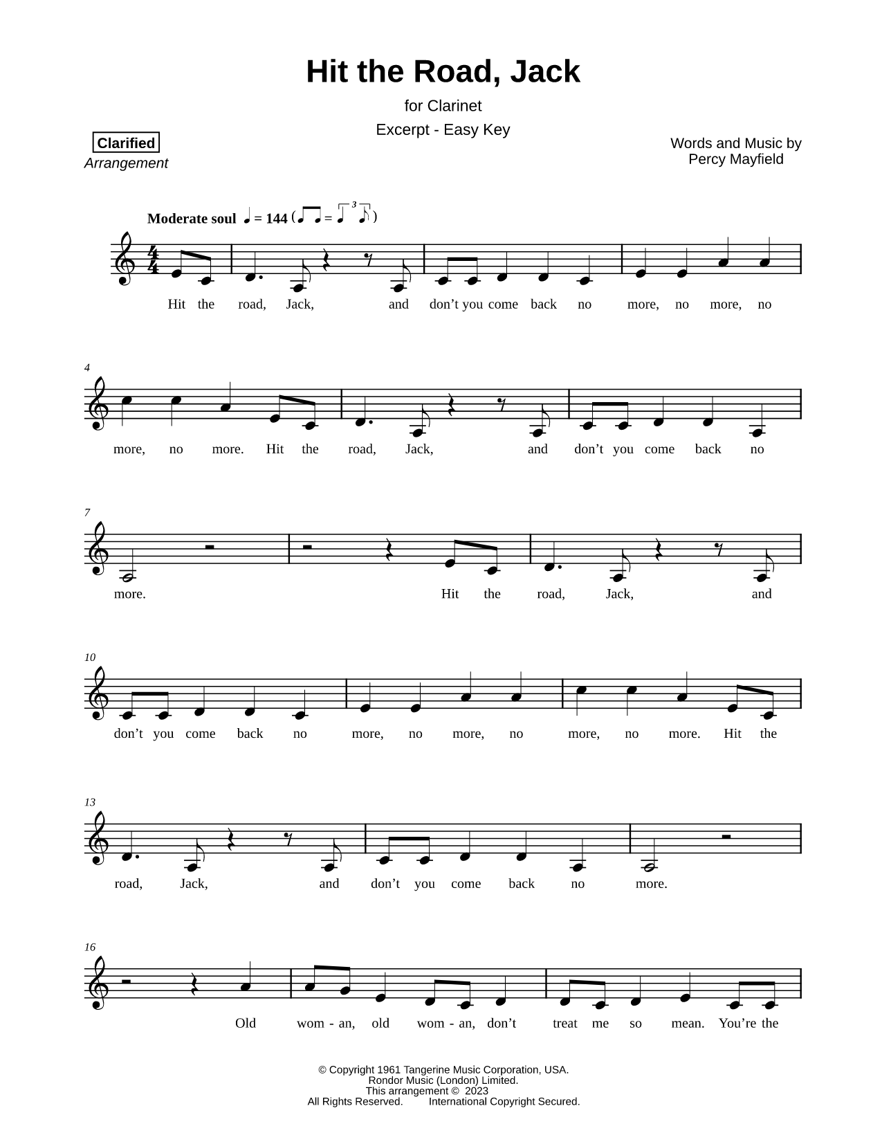 Hit the Road, Jack [excerpt - easy]