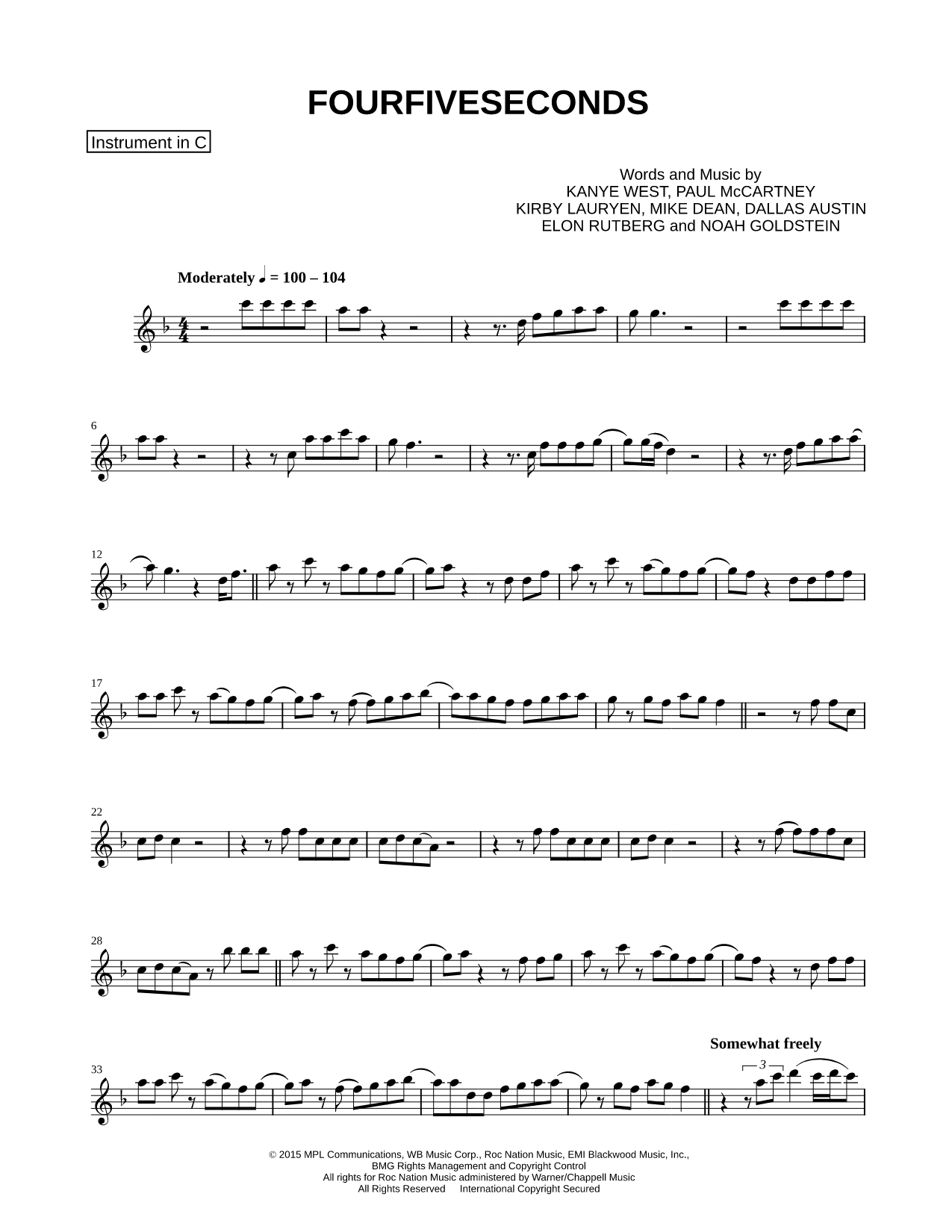 FourFiveSeconds - C Instrument