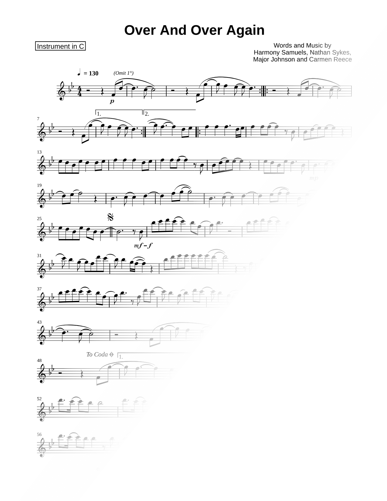 Over and Over Again - C Instrument