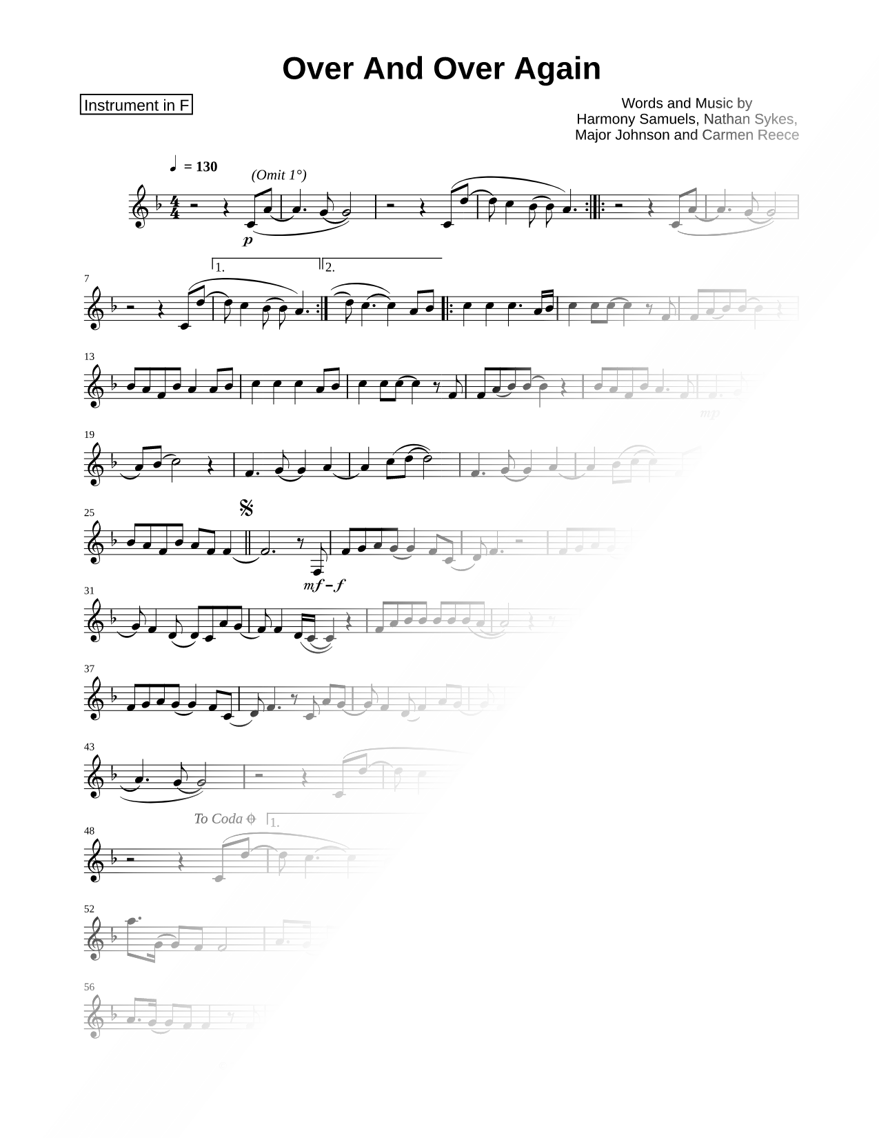 Over and Over Again - F Instrument