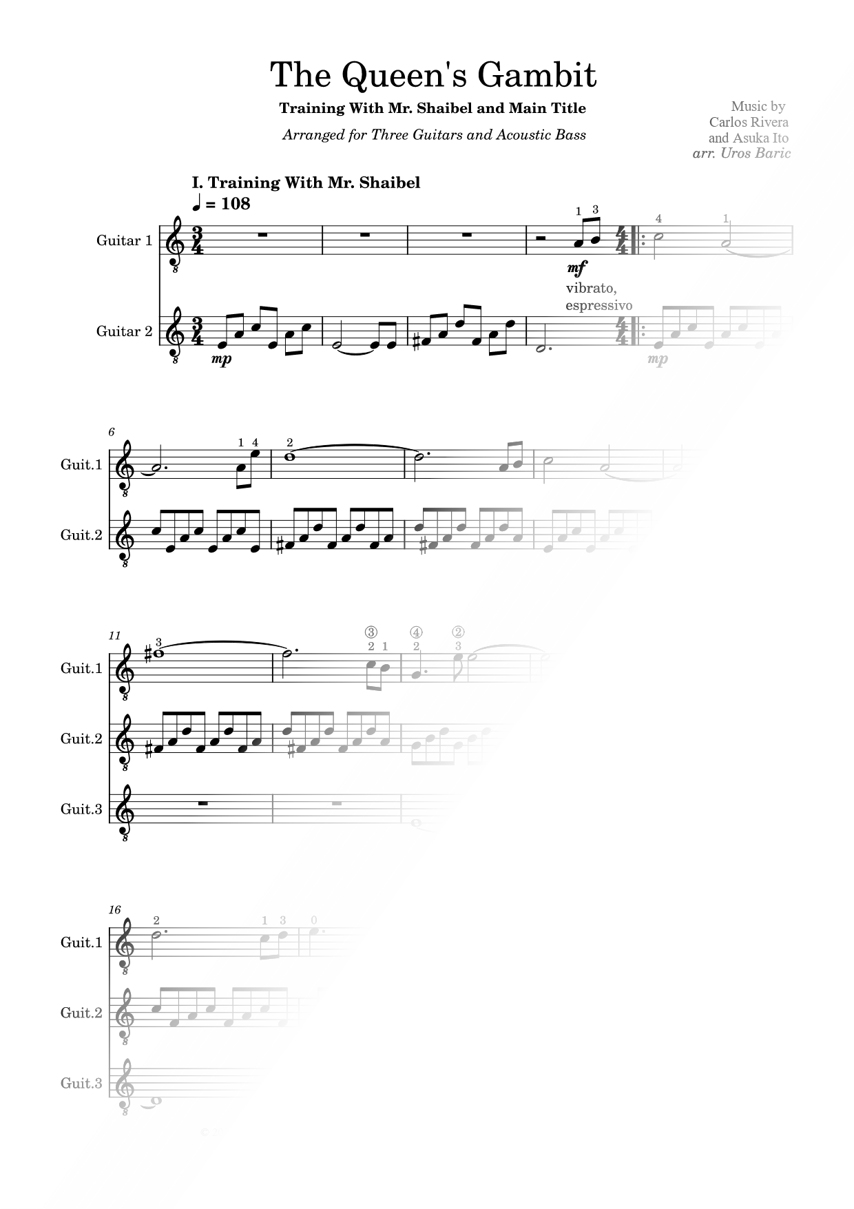 Training with Mr. Shaibel and Main Title - Guitar Trio & Bass
