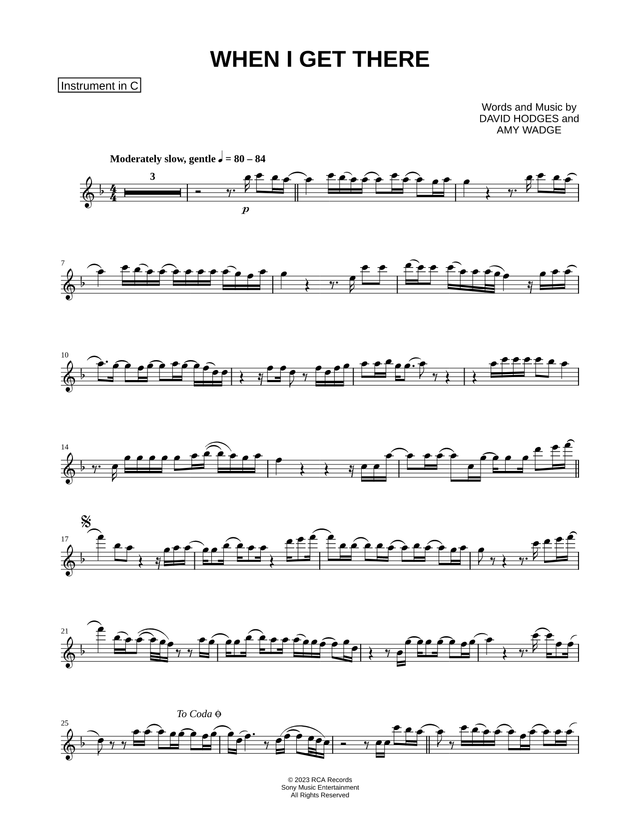 When I Get There - C Instrument