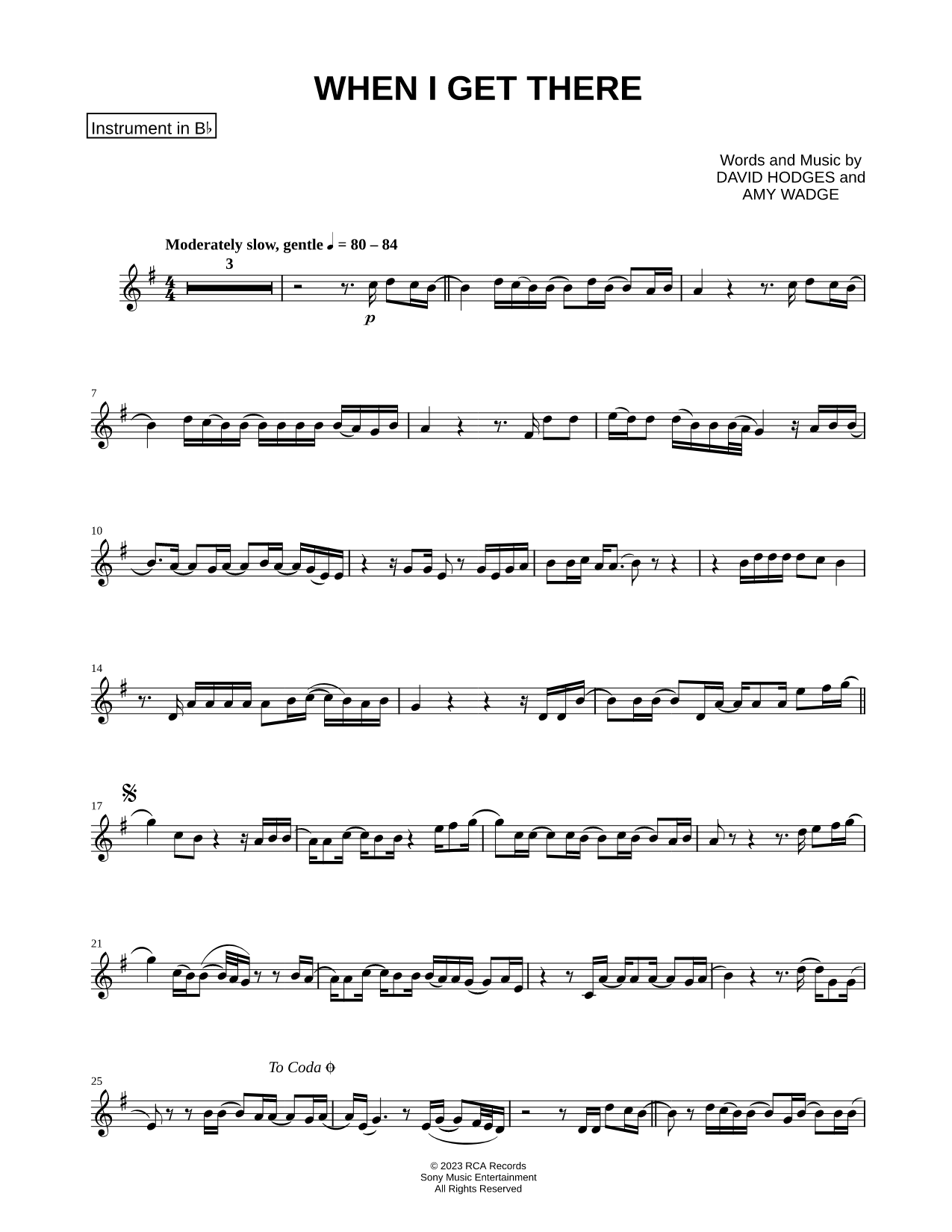 When I Get There - Bb Instrument