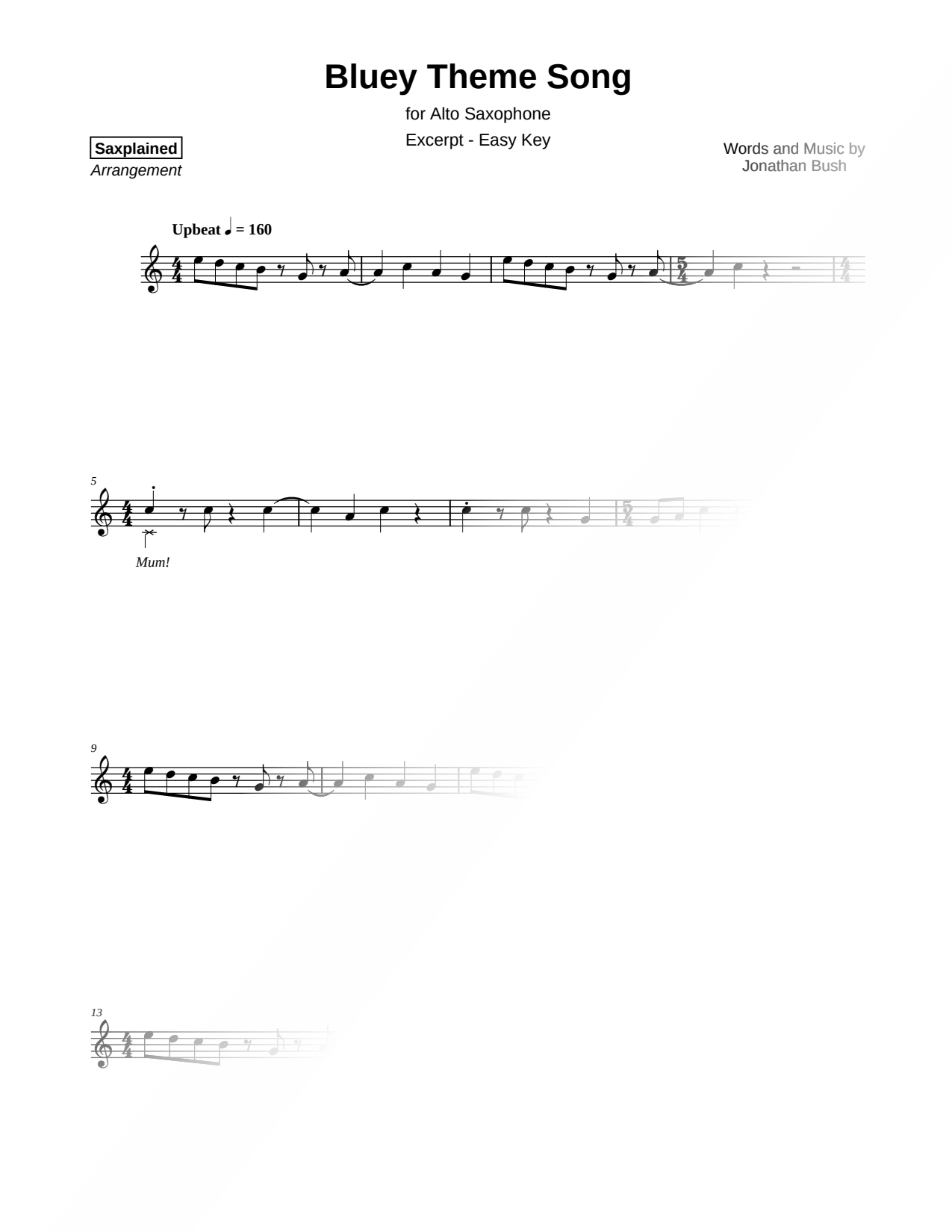Bluey Theme Song [excerpt - easy]