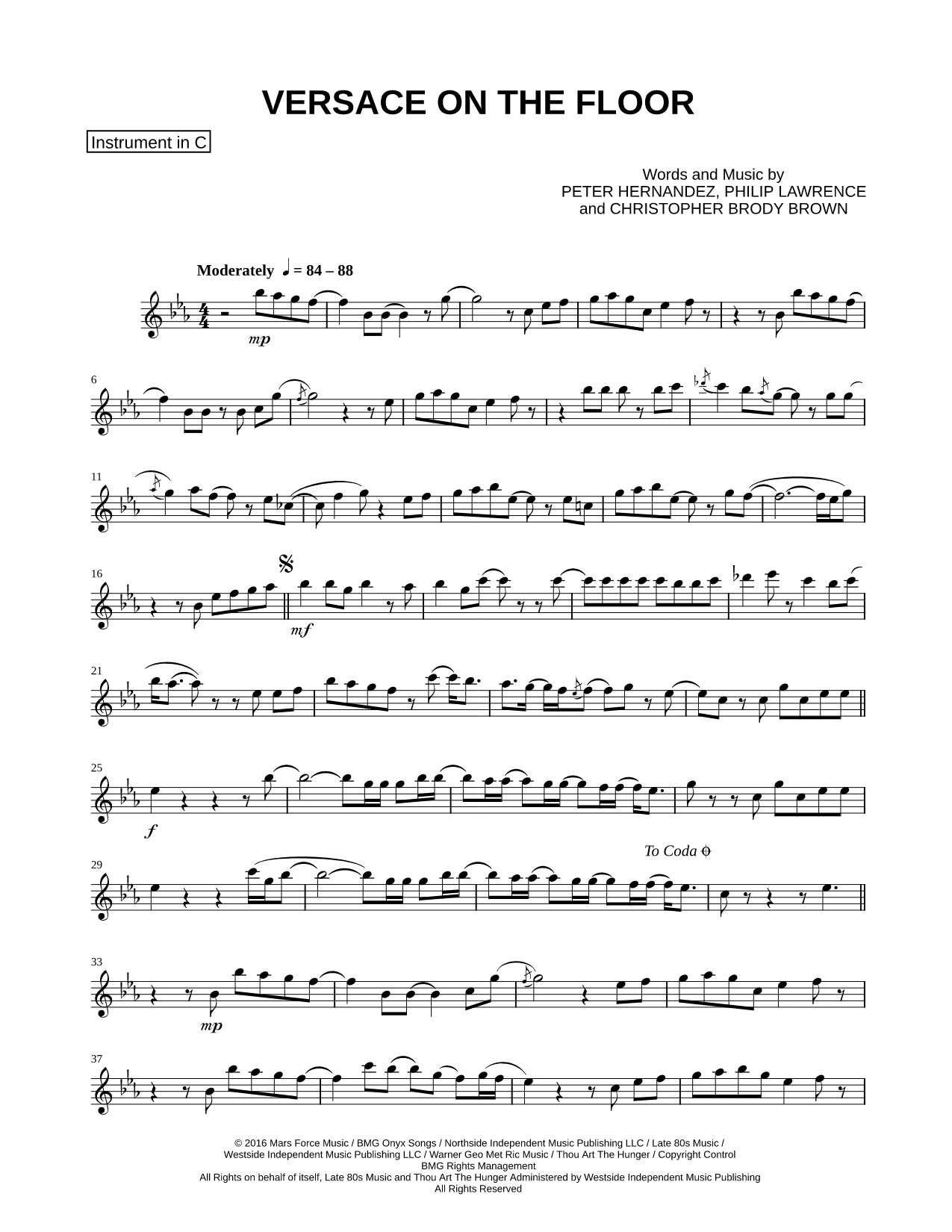 Versace on the Floor - C Instrument