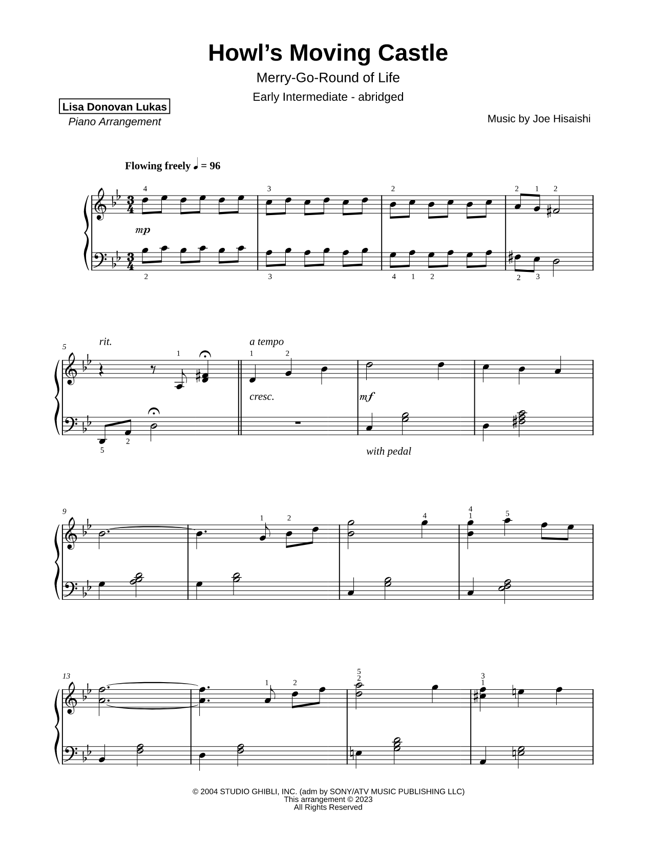 Howl's Moving Castle [early intermediate - abridged]