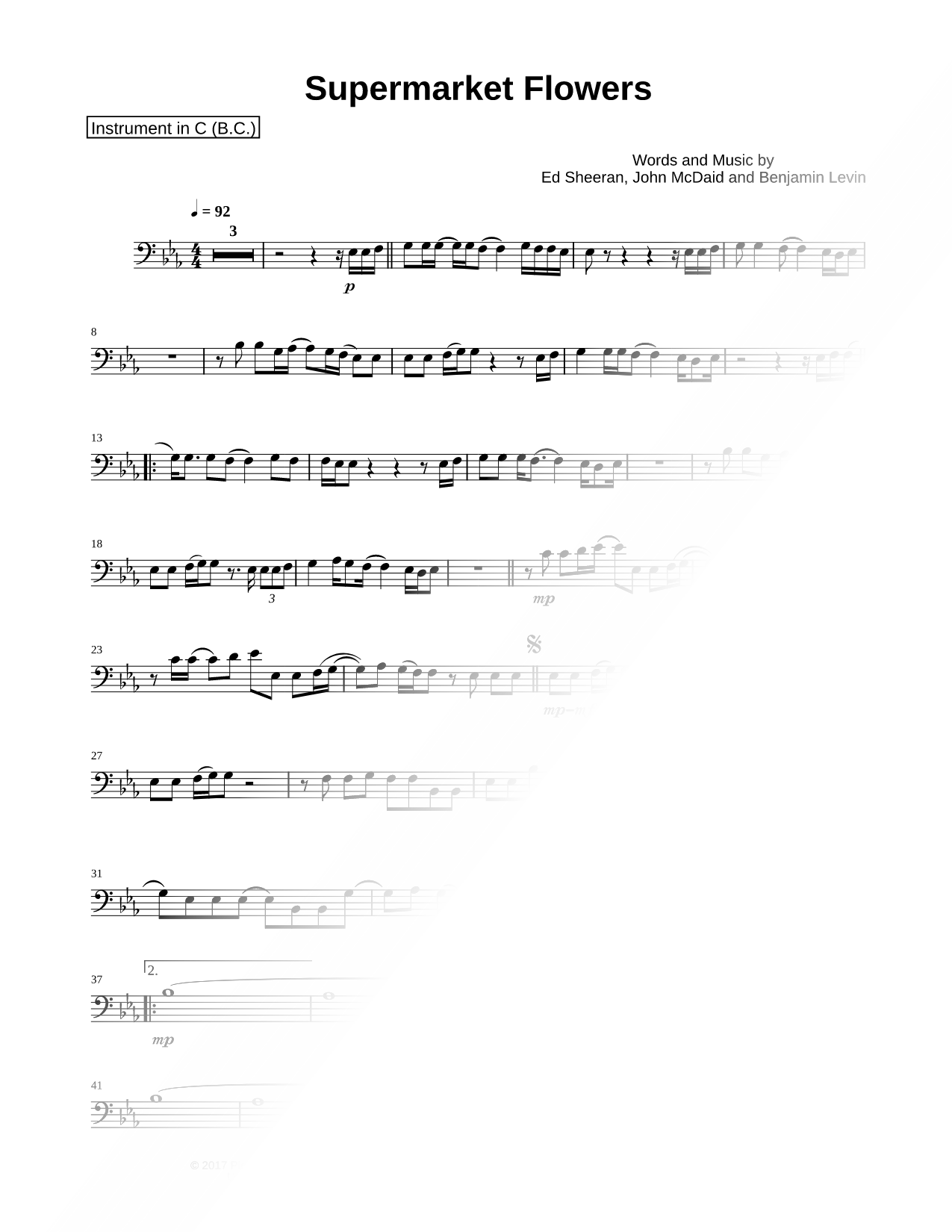Supermarket Flowers - Bass Clef Instrument