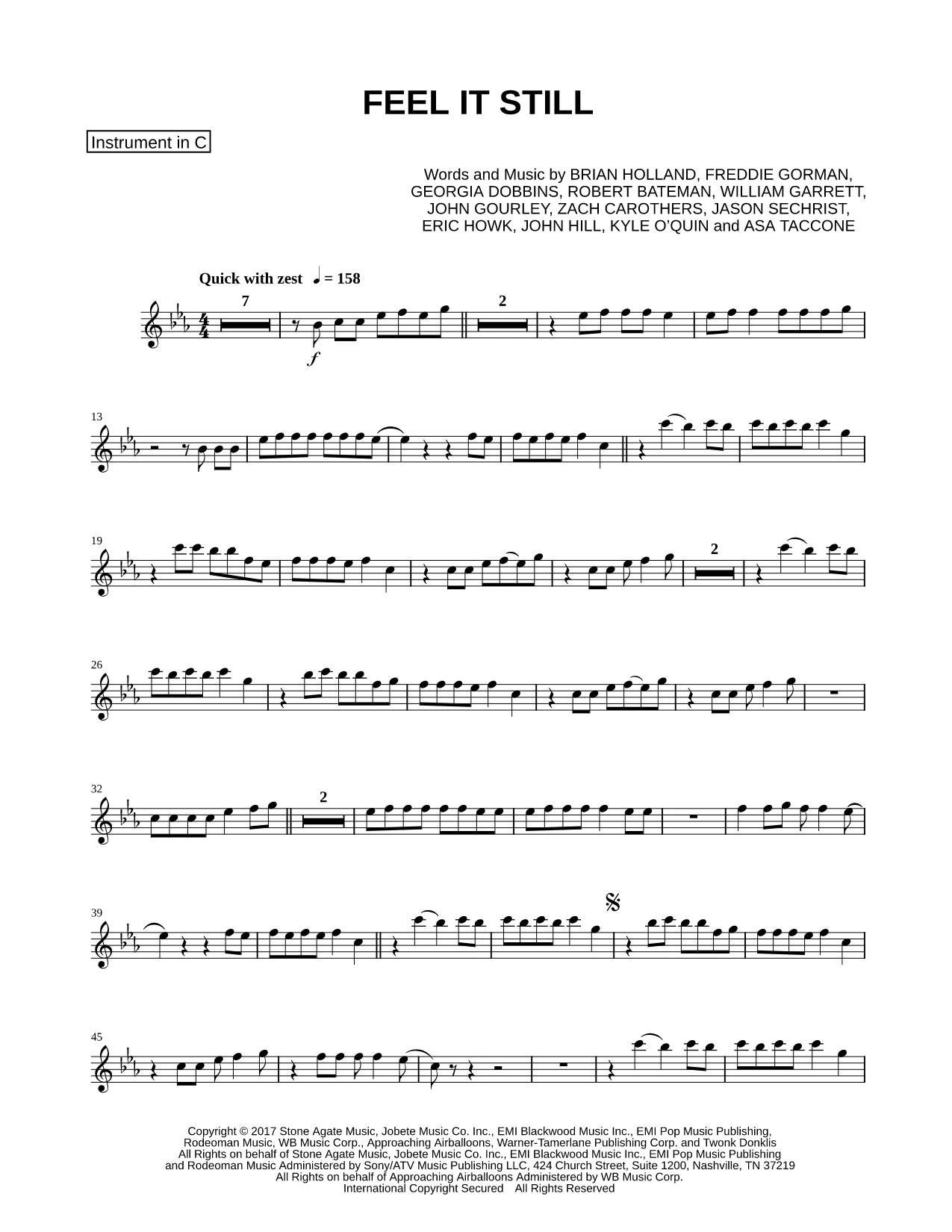 Feel It Still - C Instrument