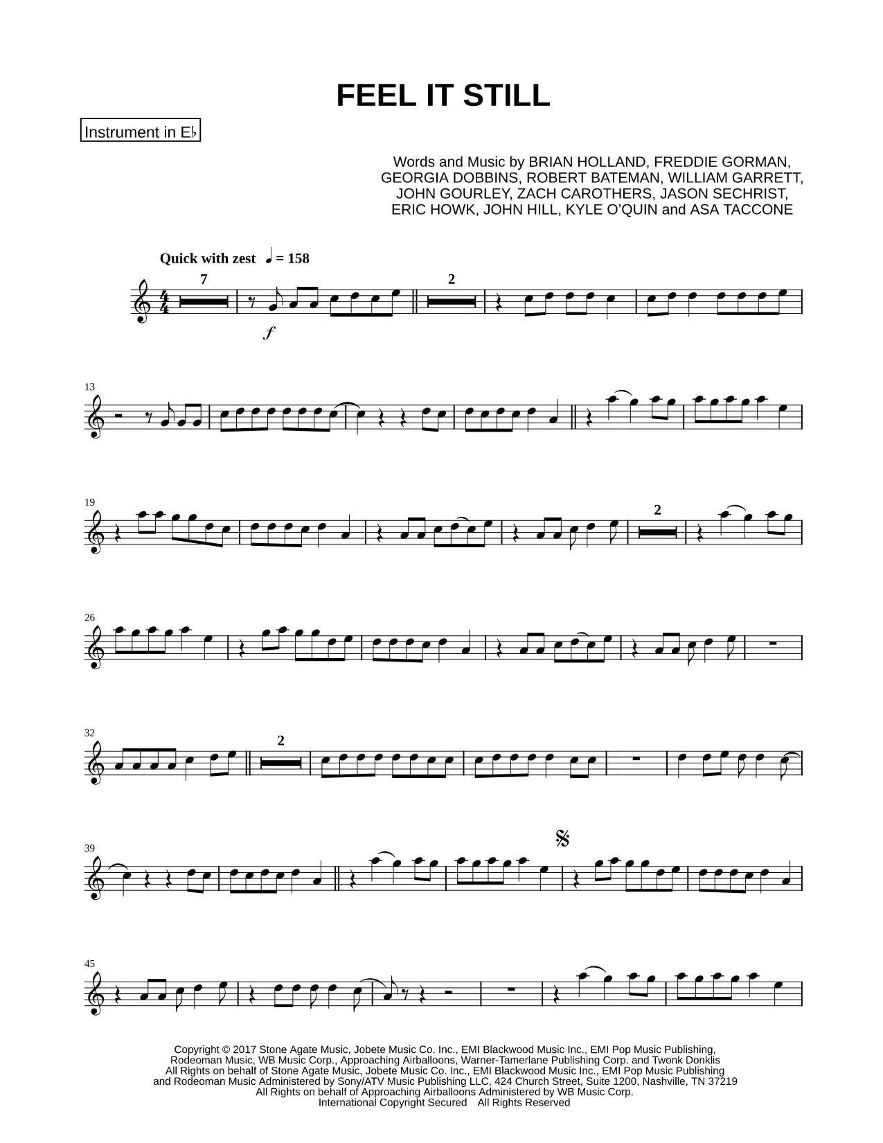Feel It Still - Eb Instrument