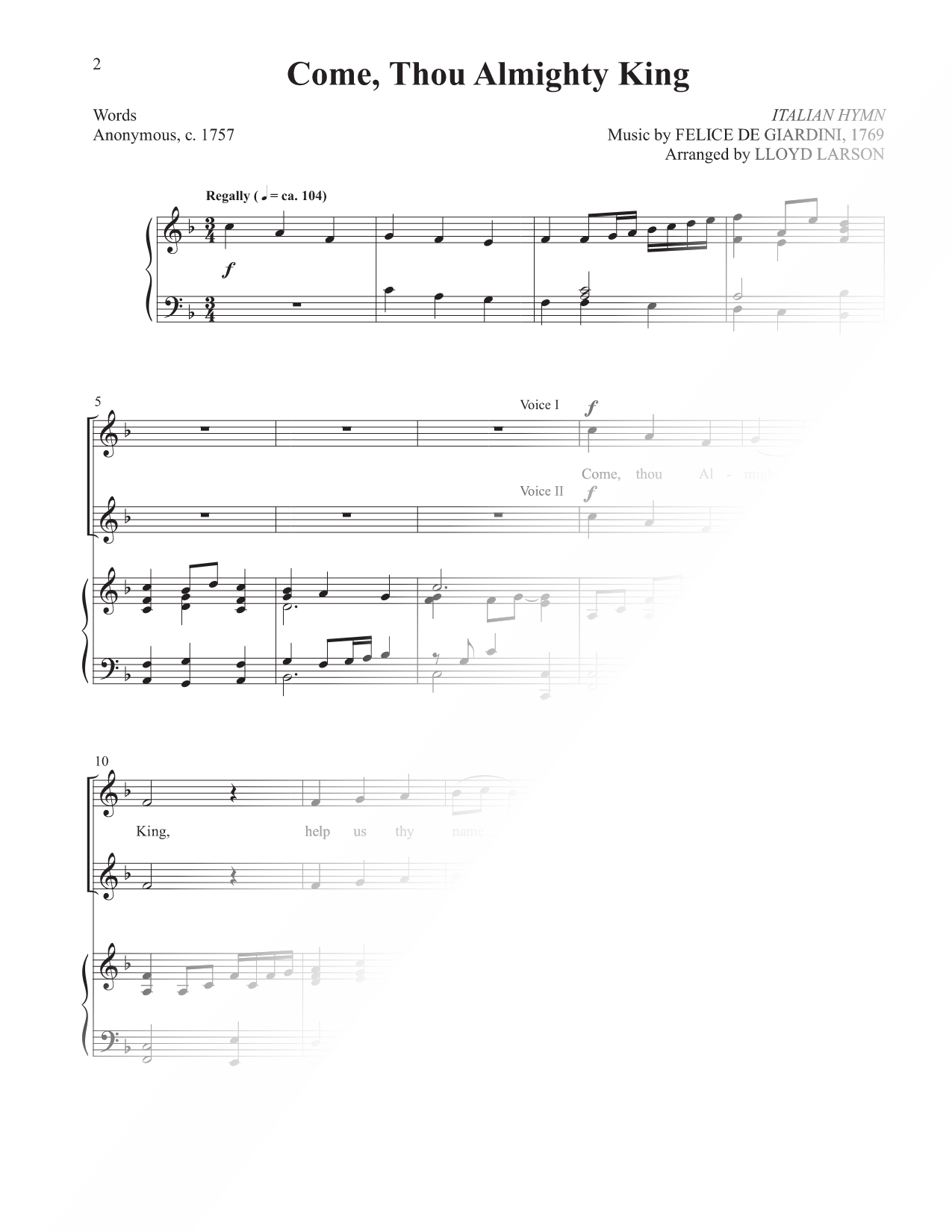 Come, Thou Almighty King [vocal duet]