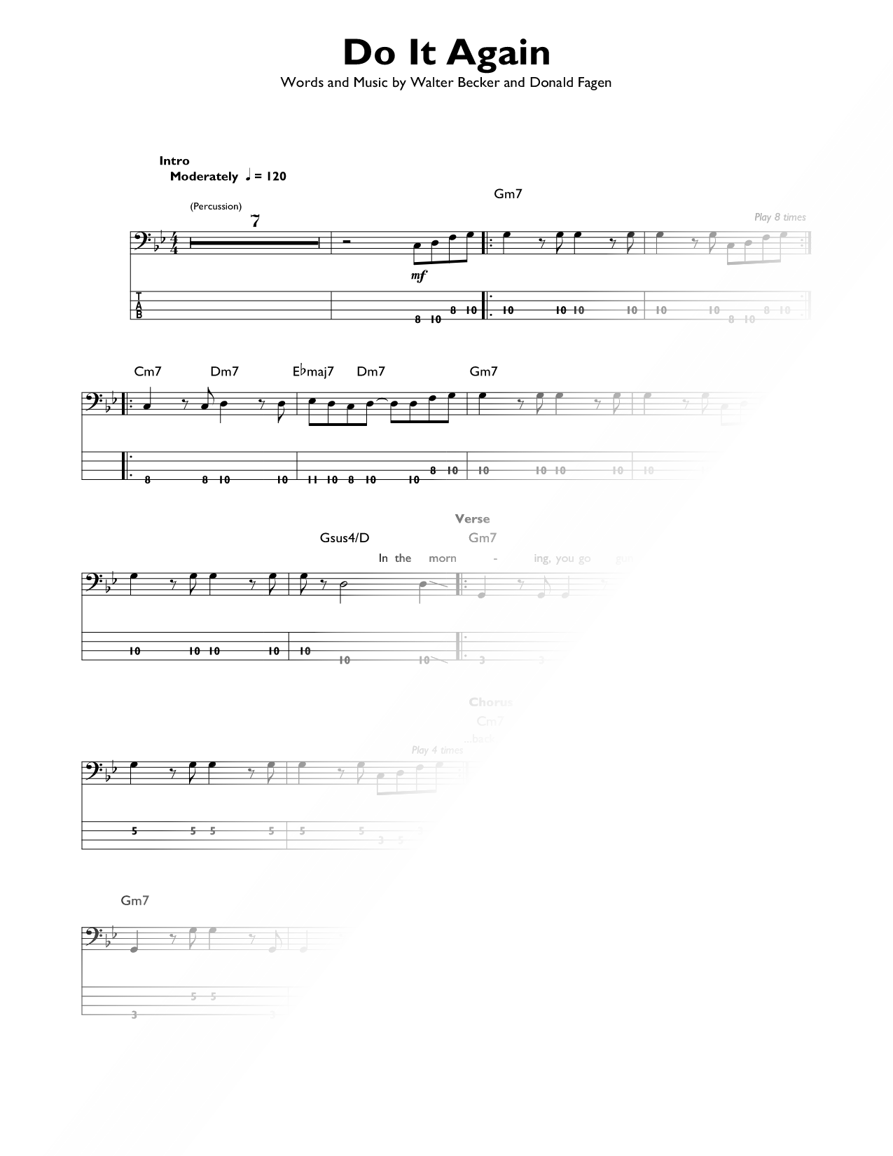 Do It Again Sheet Music — Bass Tab