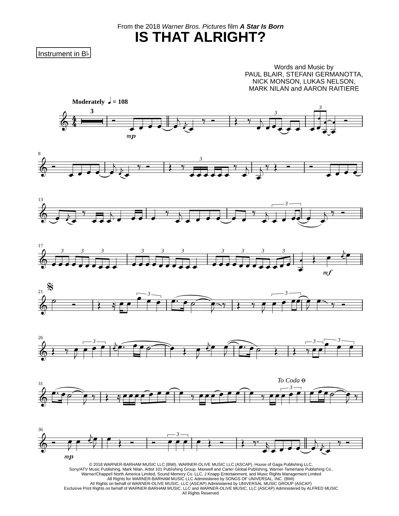 Is That Alright? - Bb Instrument