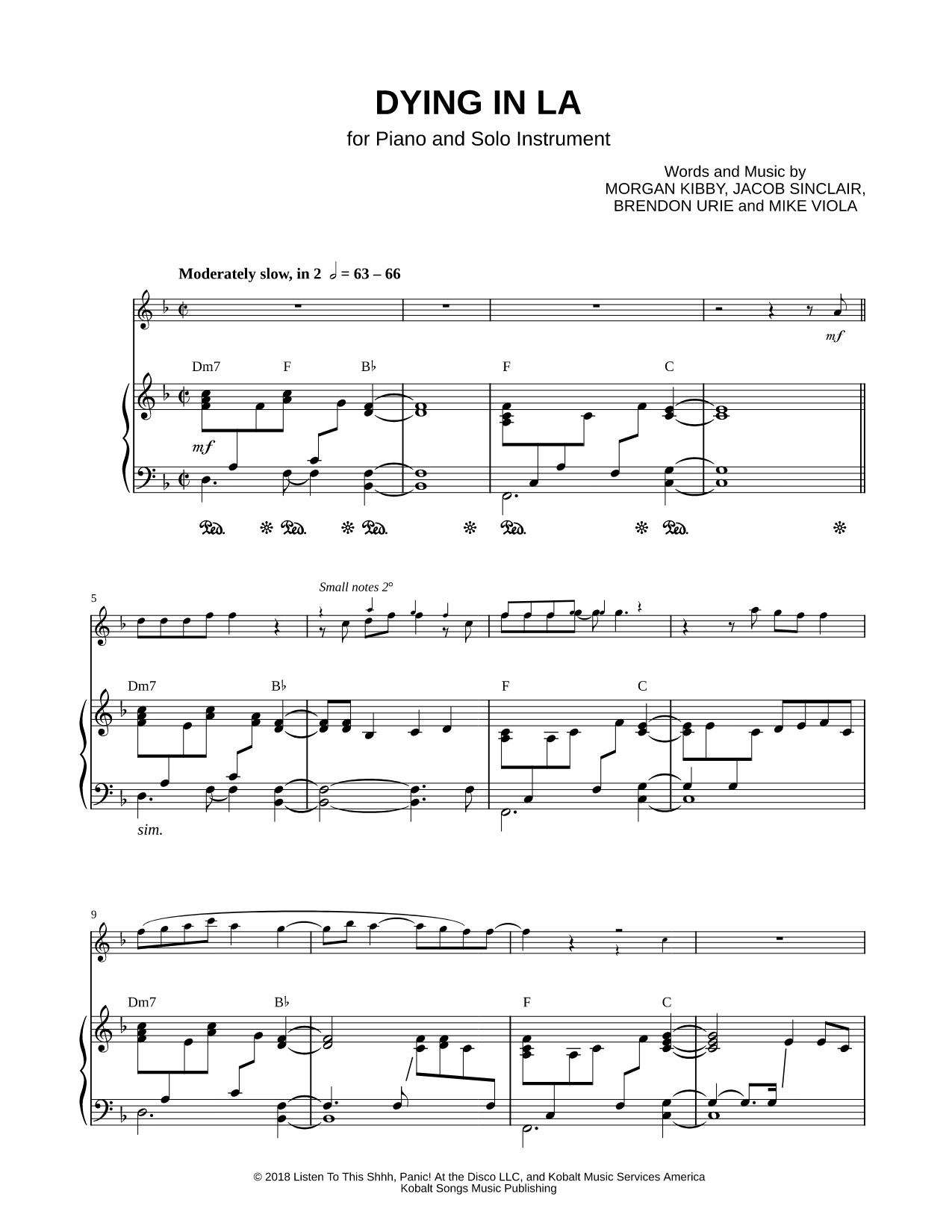Dying in LA - Piano Accompaniment