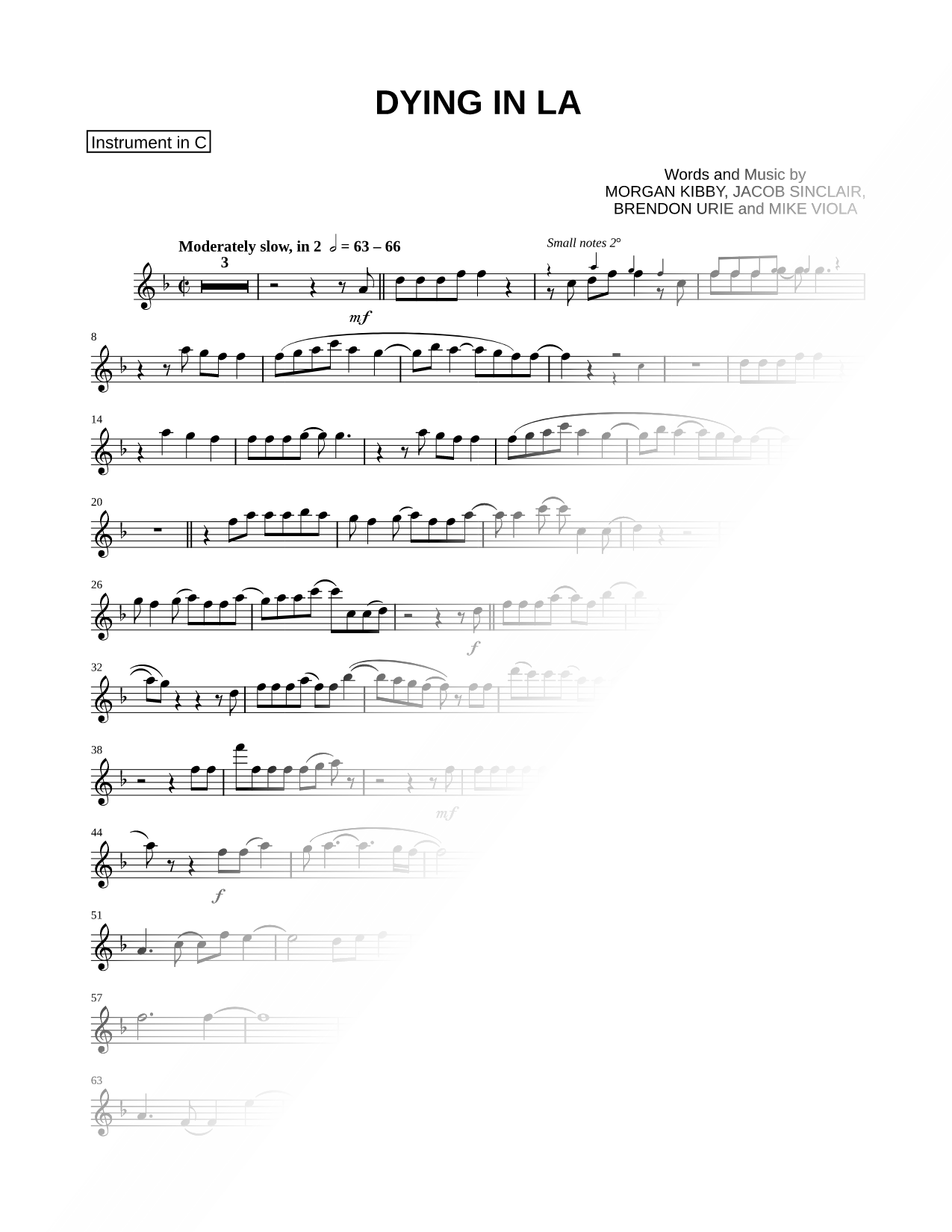 Dying in LA - C Instrument