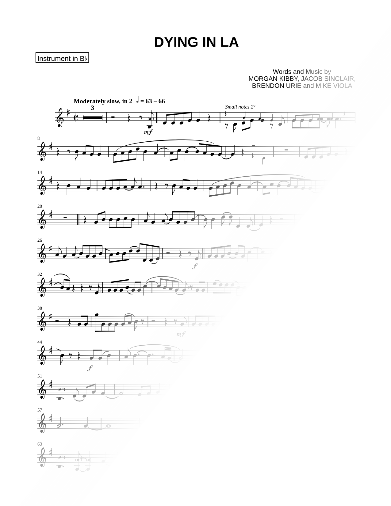 Dying in LA - Bb Instrument