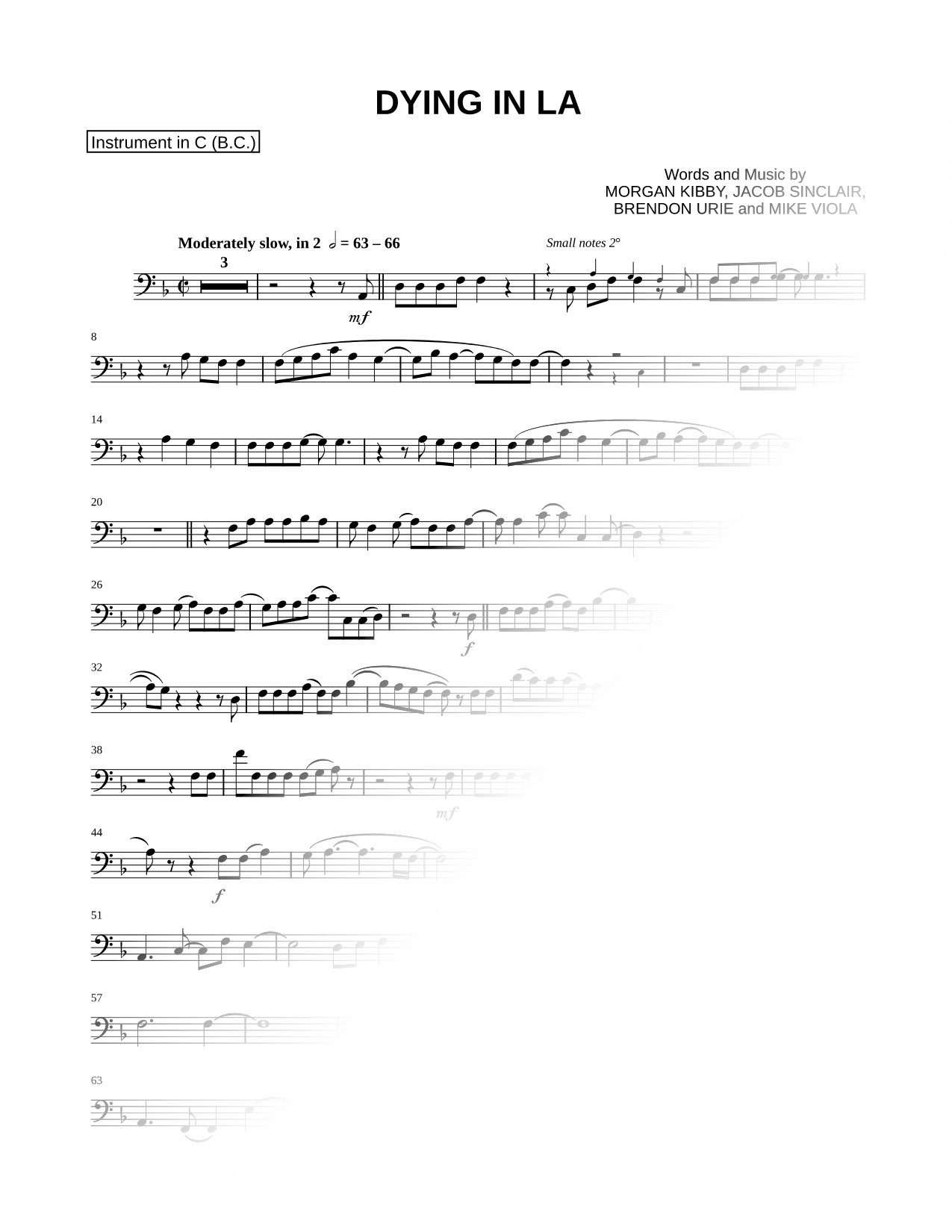 Dying in LA - Bass Clef Instrument