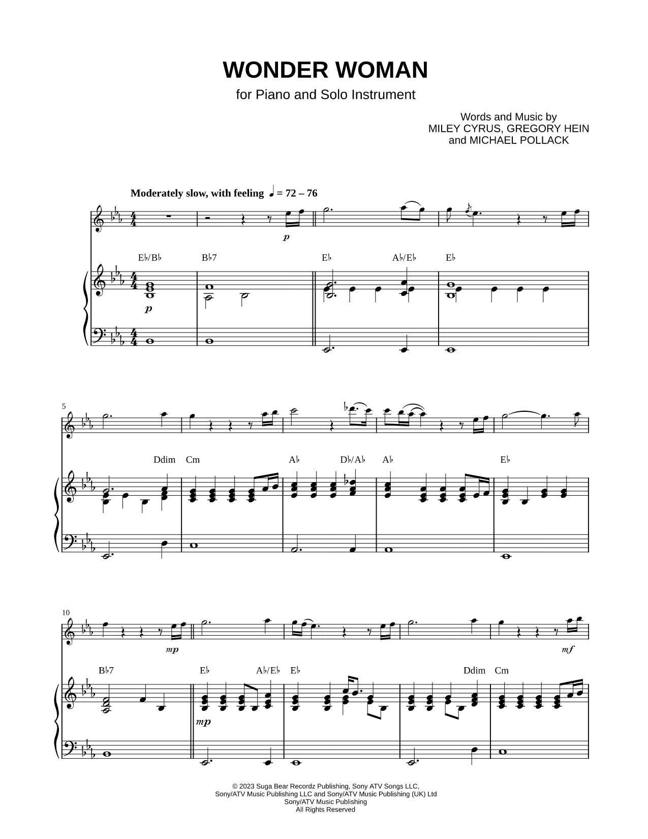 Wonder Woman - Piano Accompaniment