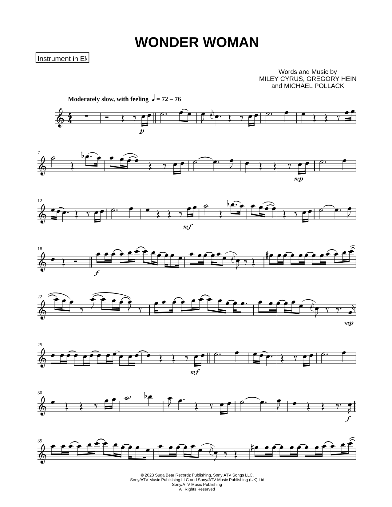 Wonder Woman - Eb Instrument