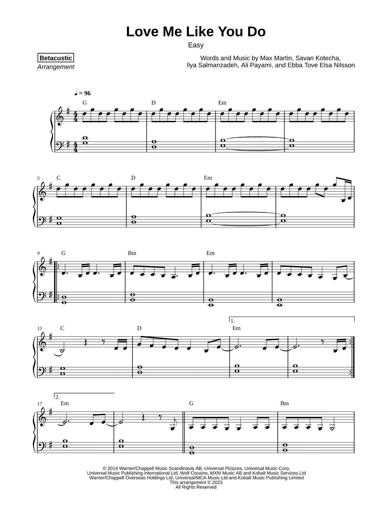 Love Me Like You Do [easy]