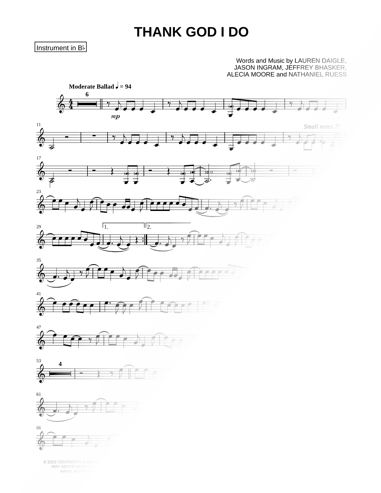 Thank God I Do - Bb Instrument